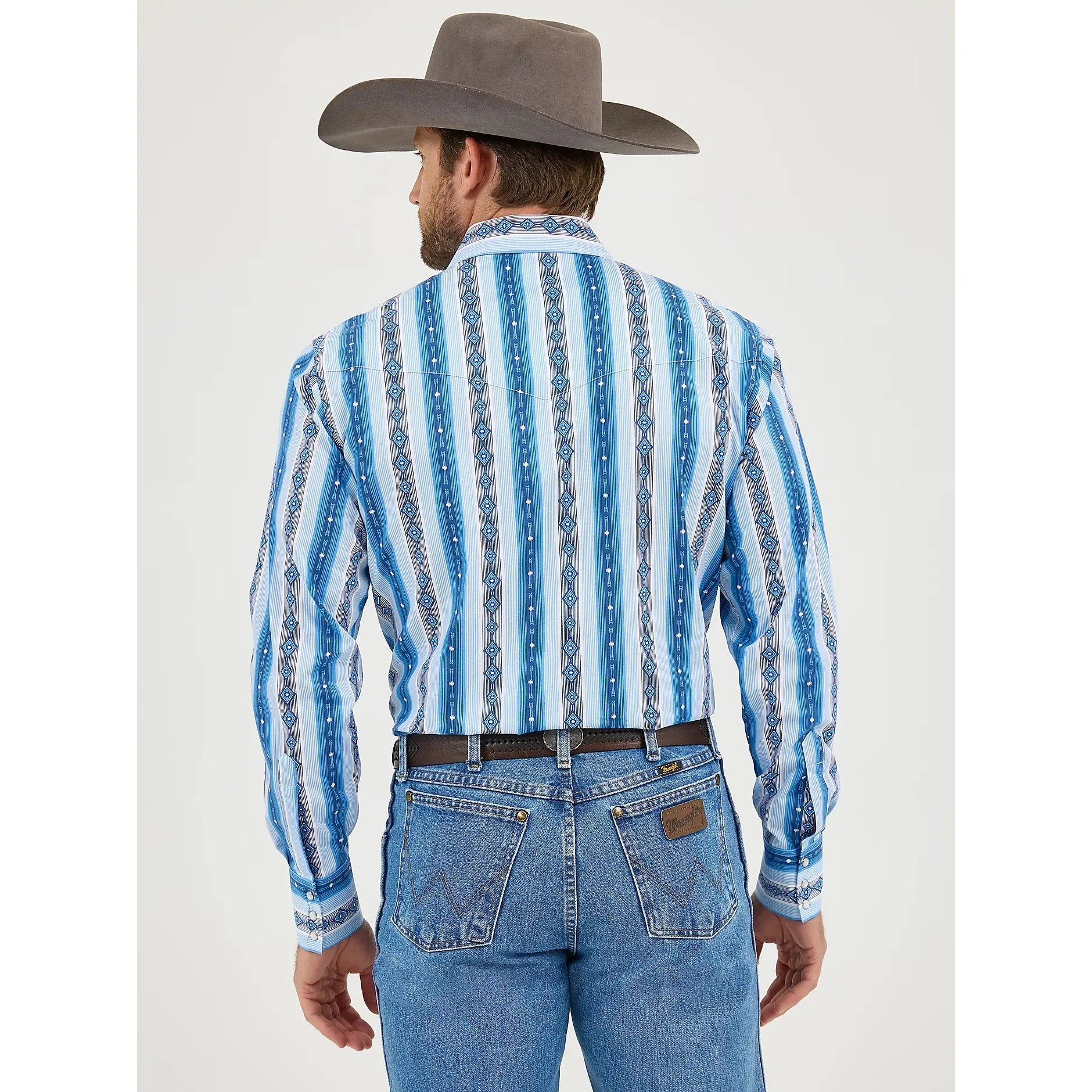 Men's Checotah® Long Sleeve Western Snap Printed Shirt-River Blue