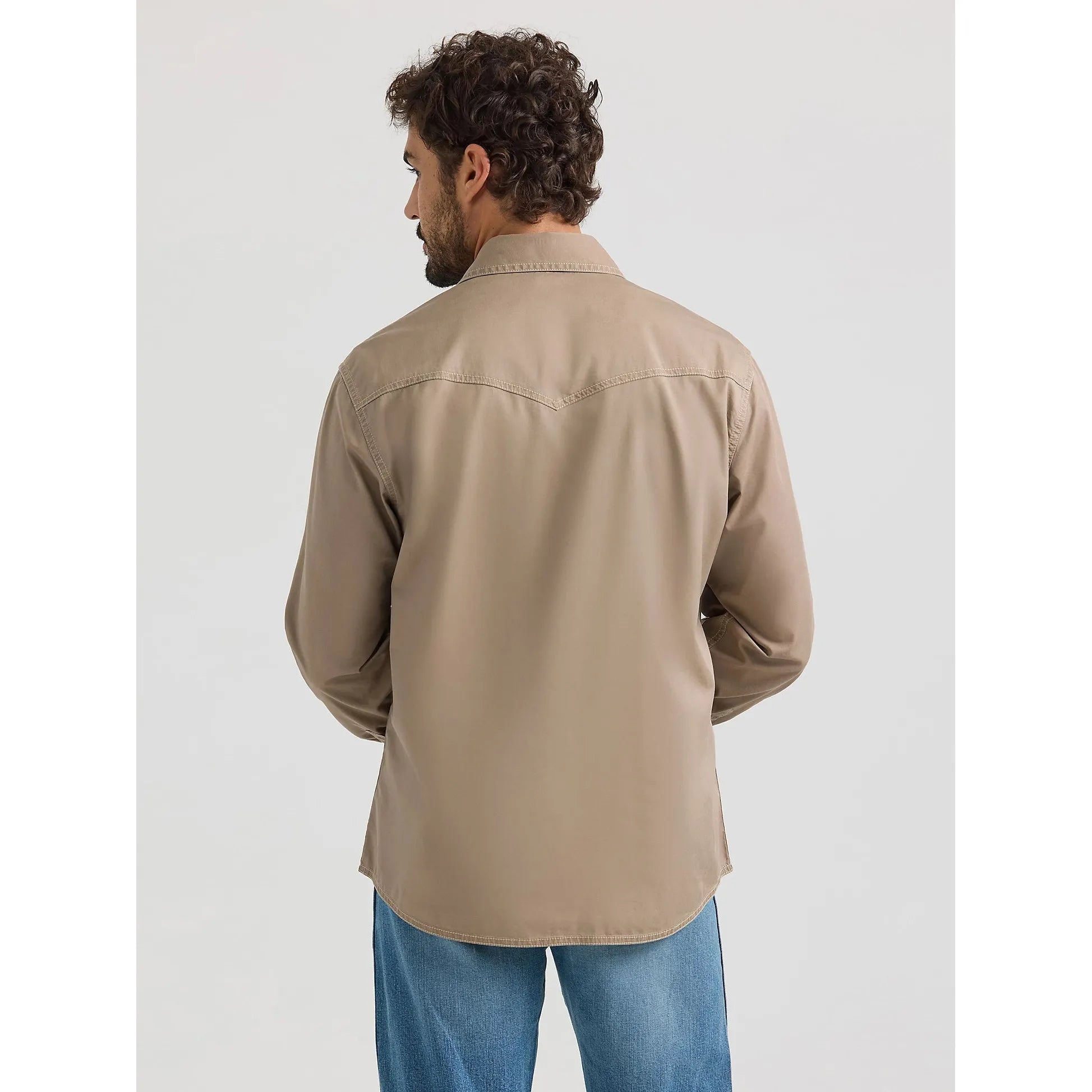 MEN'S WRANGLER RETRO PREMIUM WESTERN SNAP SOLID SHIRT-TAUPE