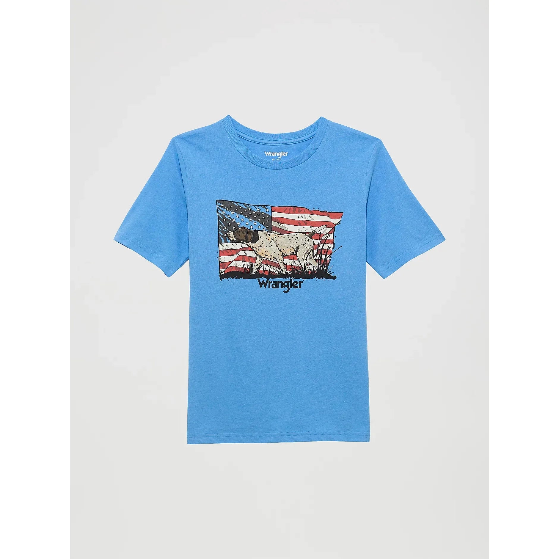 Boy's Wrangler Logo Front Graphic T-Shirt-Azure Blue Heather
