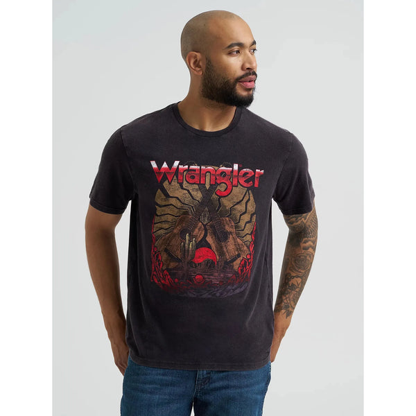 Men's Wrangler Guitar Logo Graphic T-shirt-Black Beauty