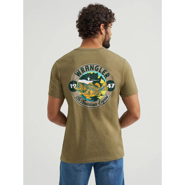 Men's Wrangler Fish Back Graphic T-Shirt-Burnt Olive