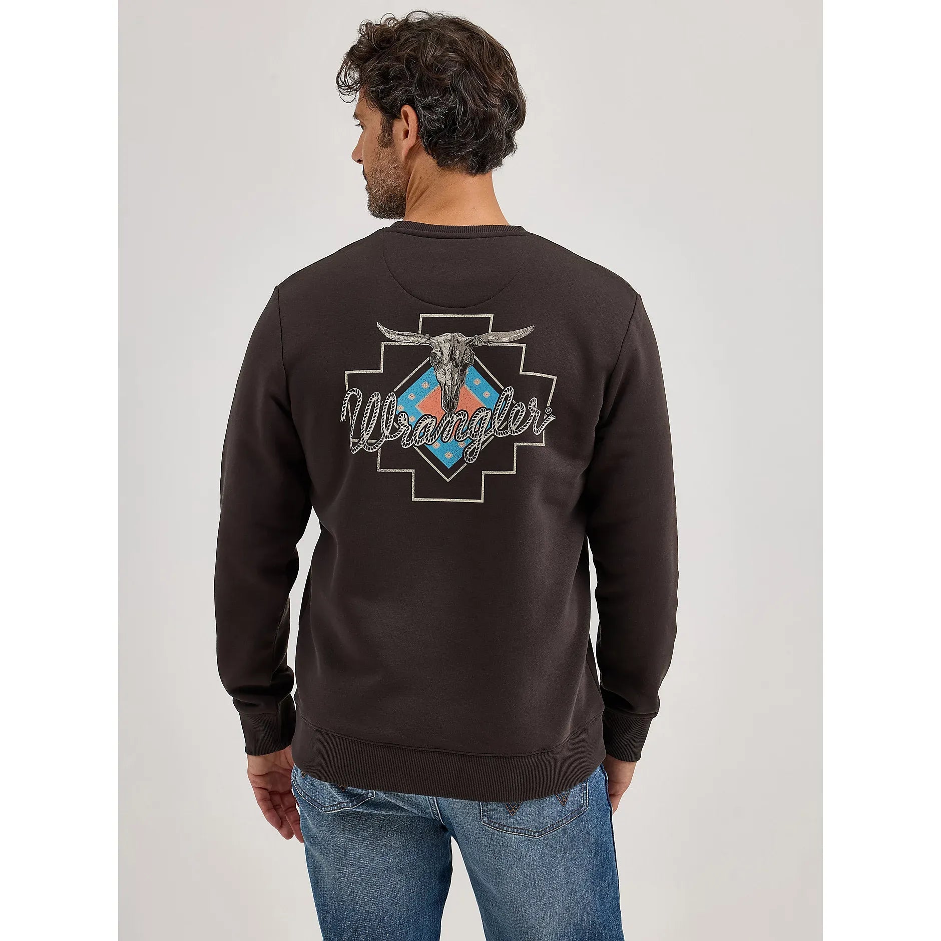 Men's Wrangler Graphic Long Sleeve Pullover-Espresso