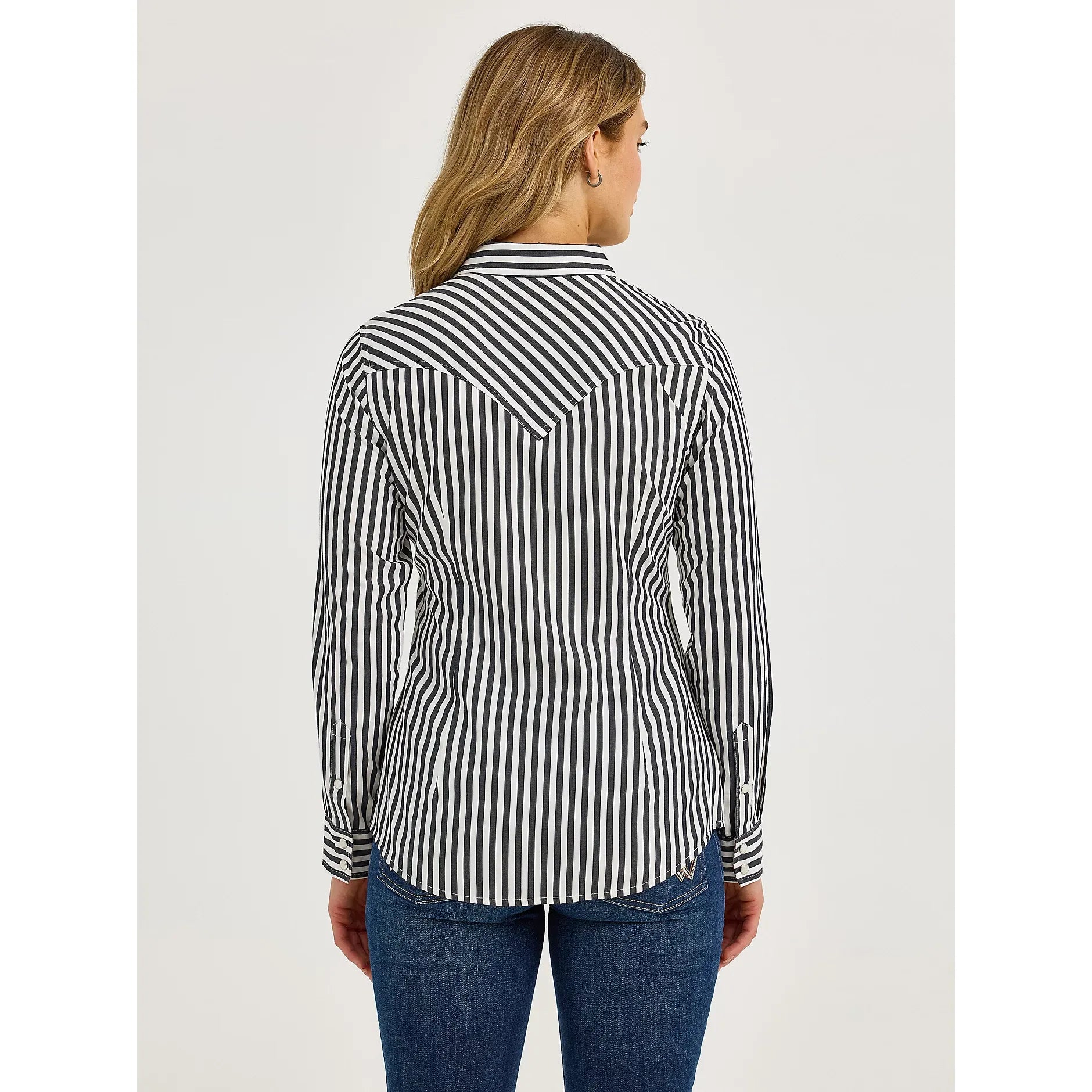 Women's Wrangler All Occasion Western Snap Shirt-Slate Strip