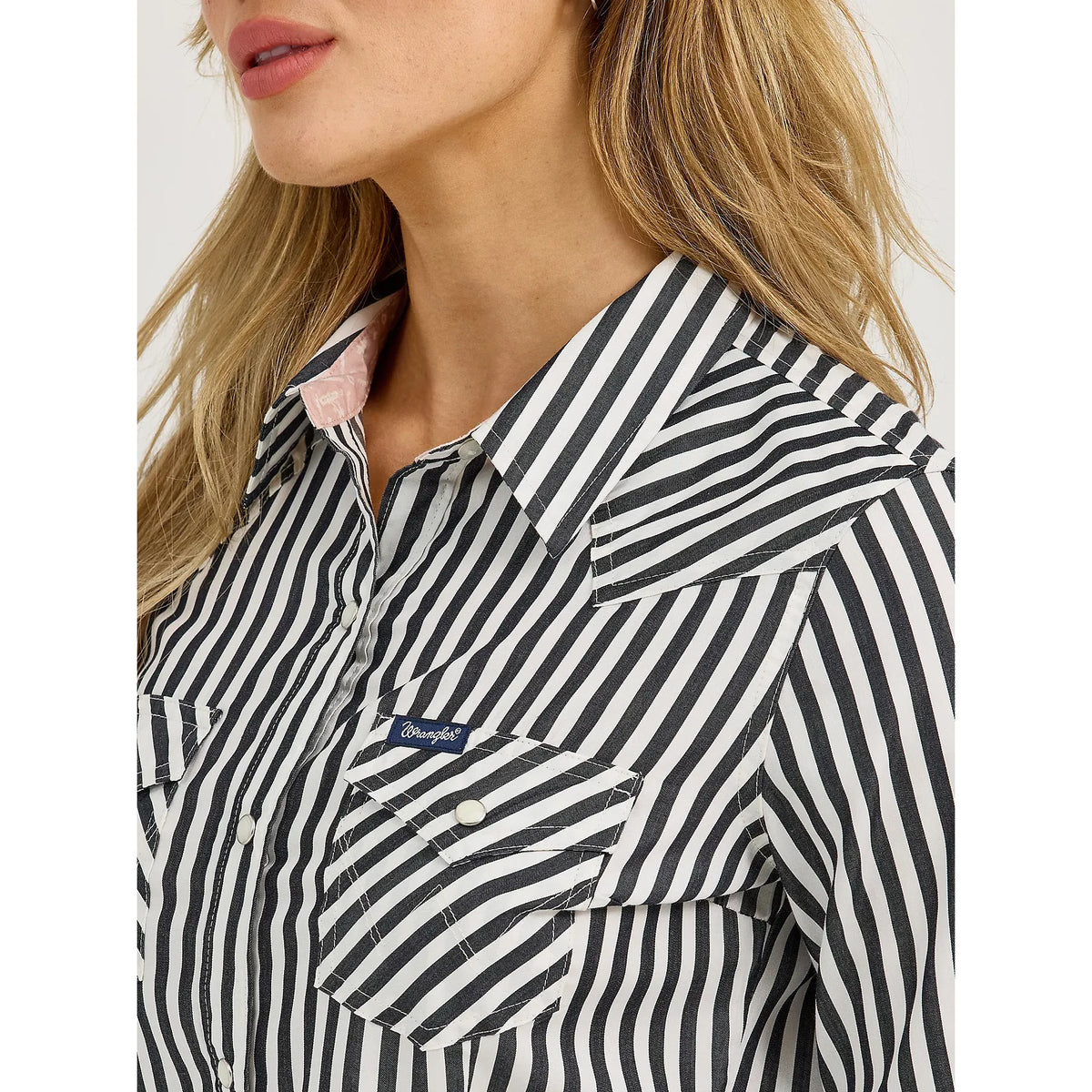 Wrangler Girl's Long Sleeve Printed Western Snap Dress-Mesa White