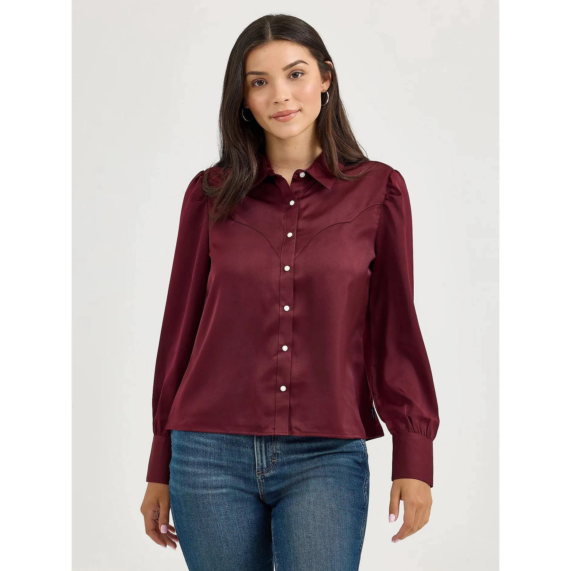 Women's Wrangler Satin Rodeo Blouse-Port