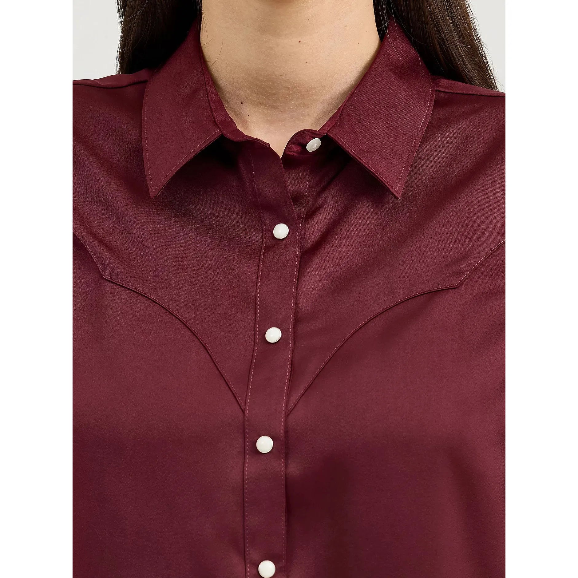 Women's Wrangler Satin Rodeo Blouse-Port