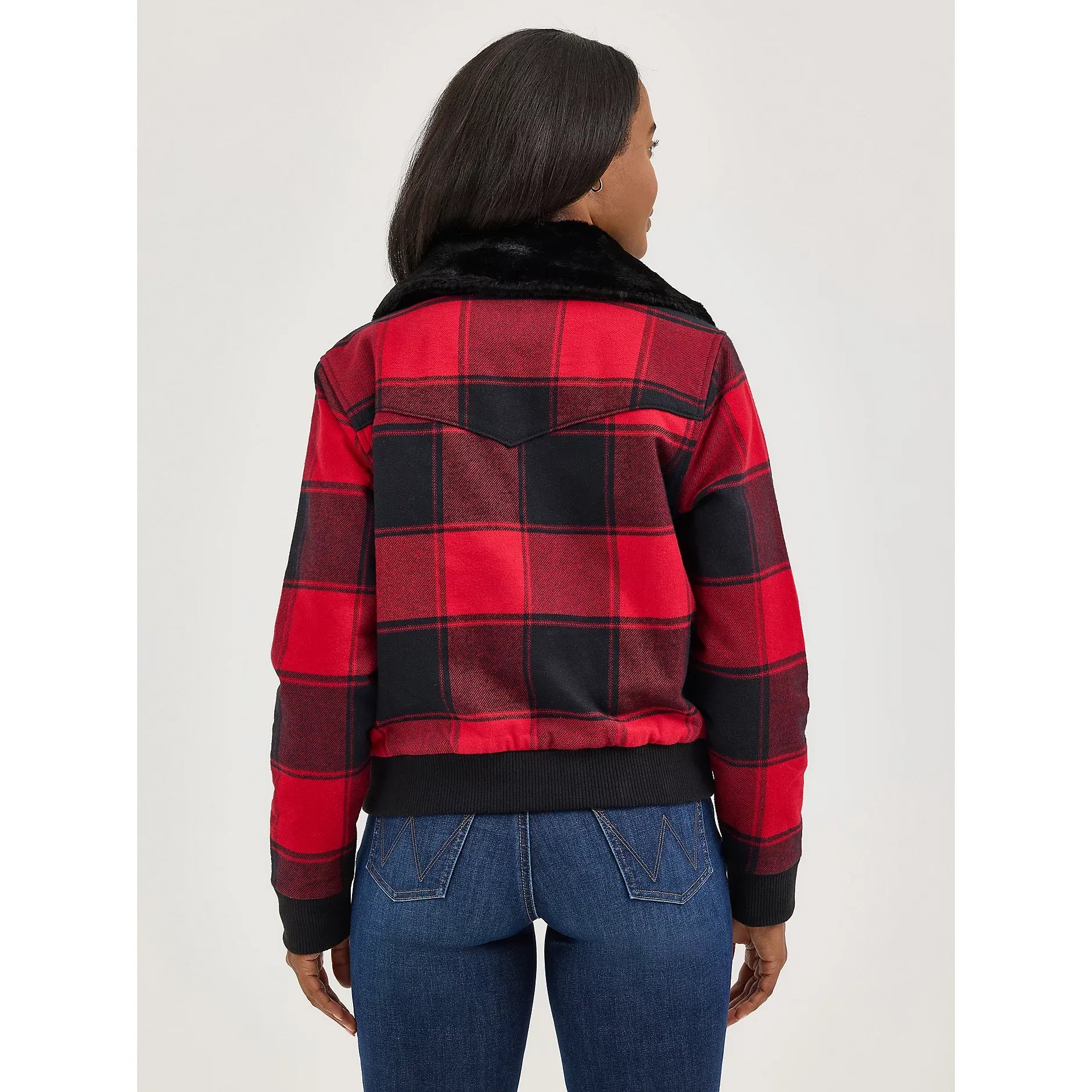 Women's Wrangler Lined Bomber Jacket-Red Buffalo
