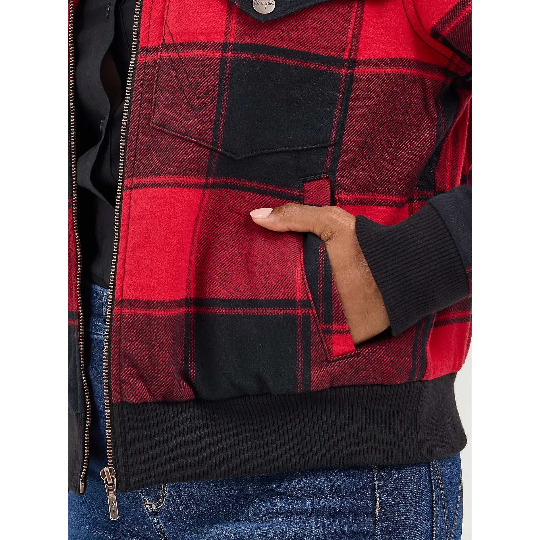 Women's Wrangler Lined Bomber Jacket-Red Buffalo