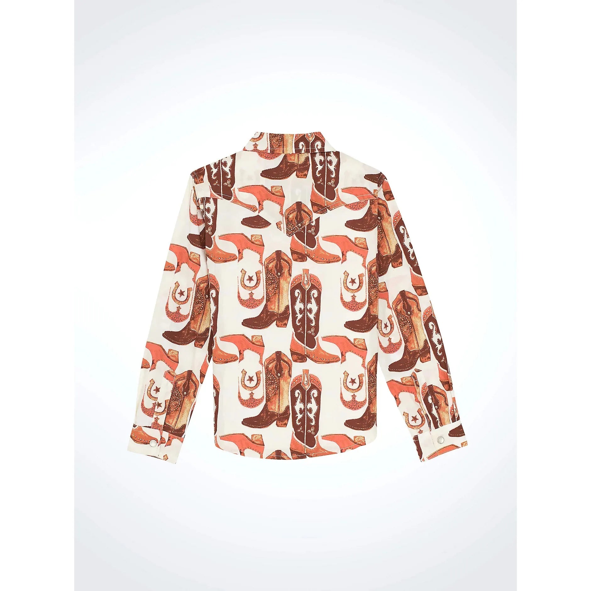 Wrangler Girl's Bold Print Western Snap Shirt-Pink Boots