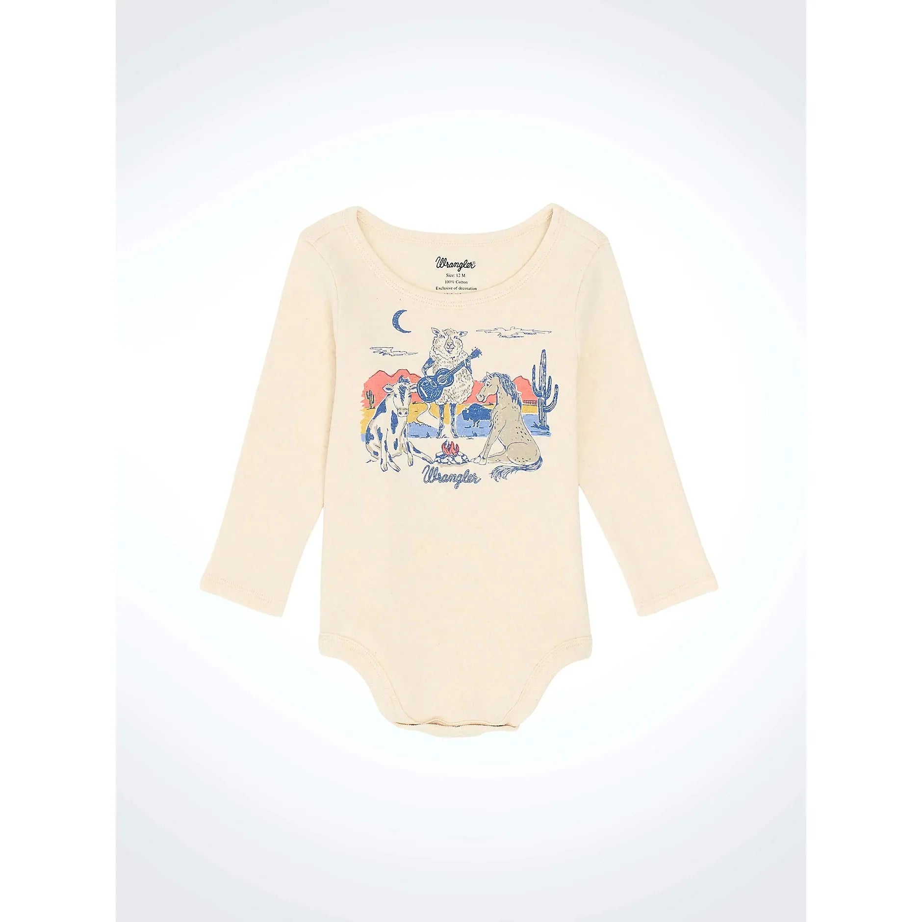 Wrangler Baby Girl's Long Sleeve Graphic Knit Bodysuit-Oatmeal