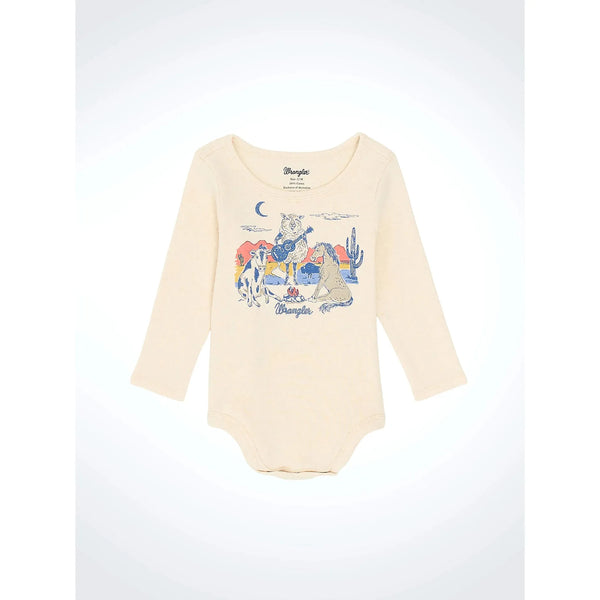 Wrangler Baby Girl's Long Sleeve Graphic Knit Bodysuit-Oatmeal