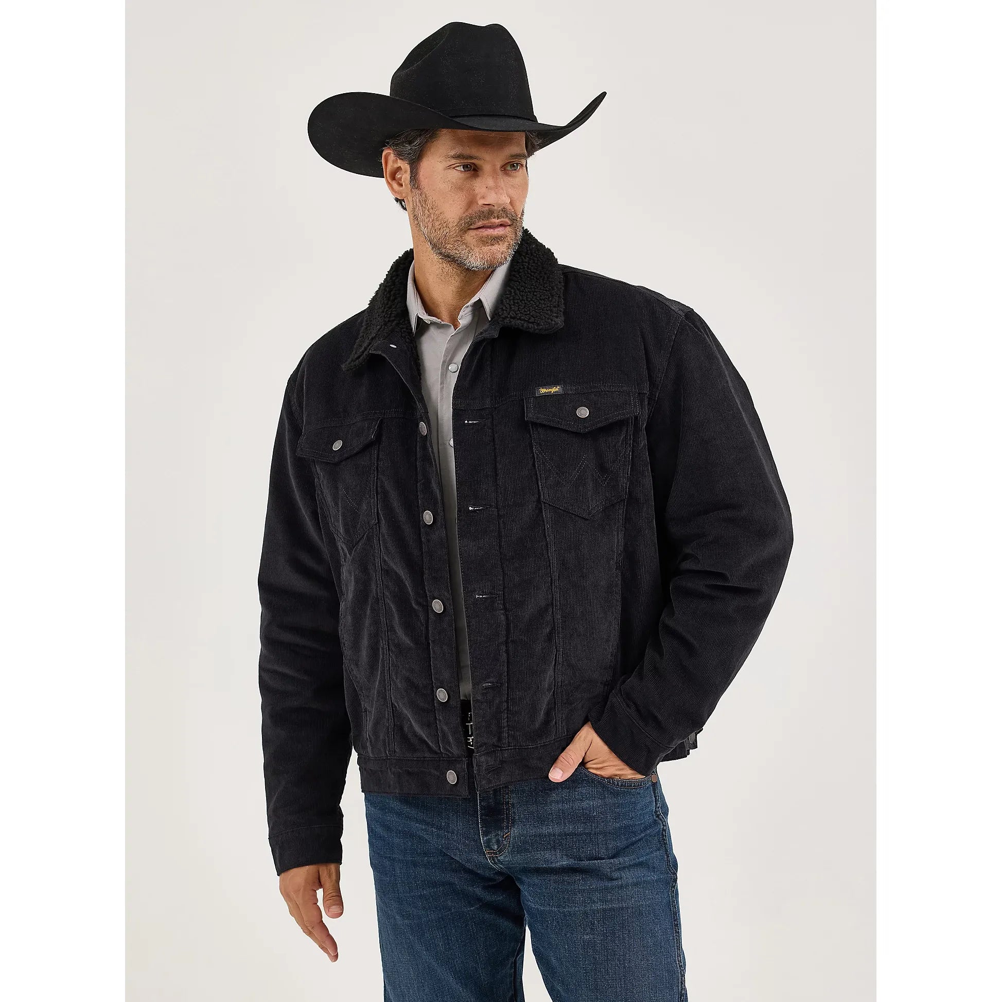 Men's Wrangler® Cowboy Cut® Sherpa Lined Corduroy Jacket-Caviar