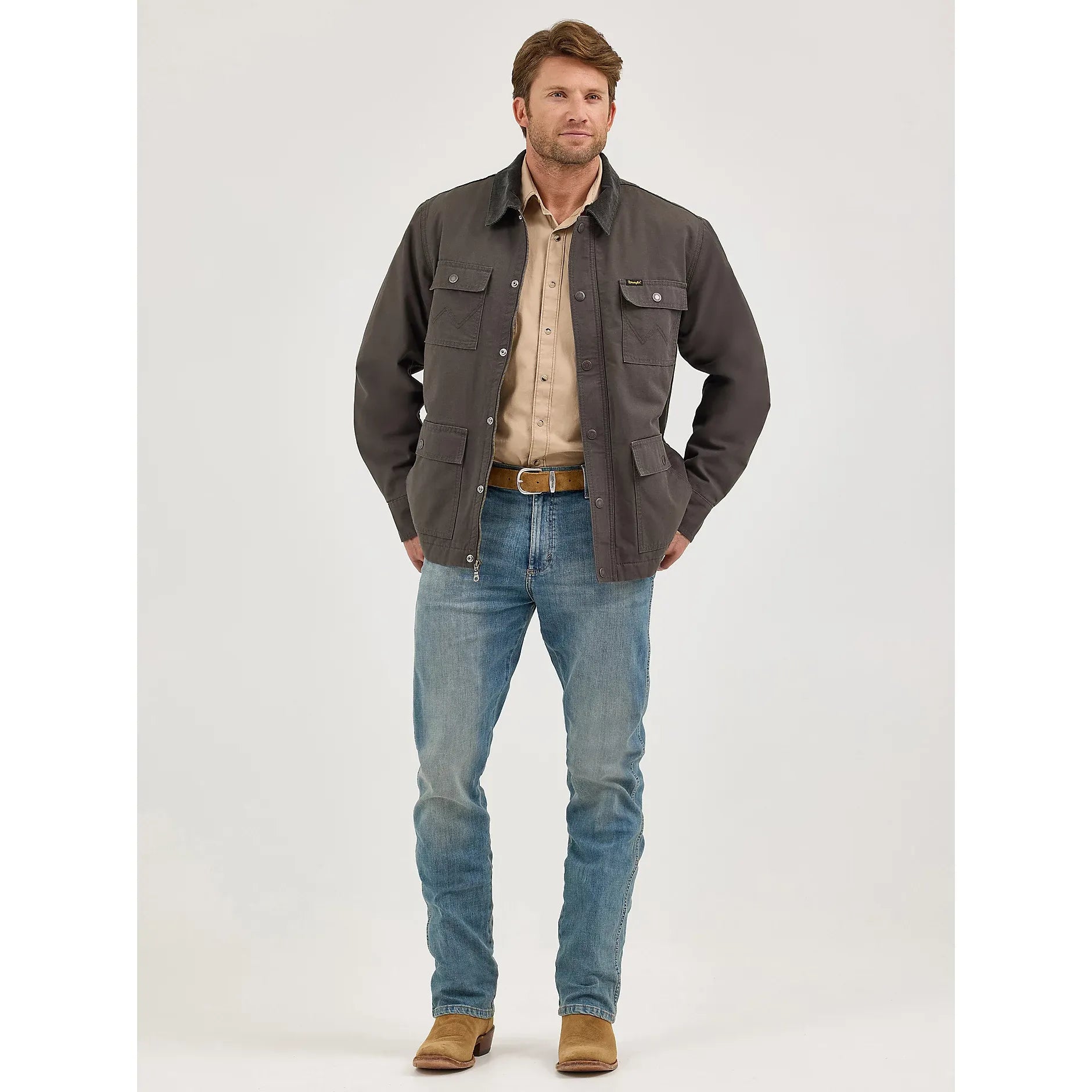Men's Wrangler Western Lined Zip Front Barn Coat-Raven