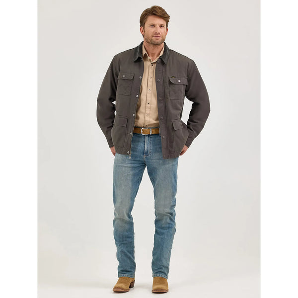 Men's Wrangler Western Lined Zip Front Barn Coat-Raven