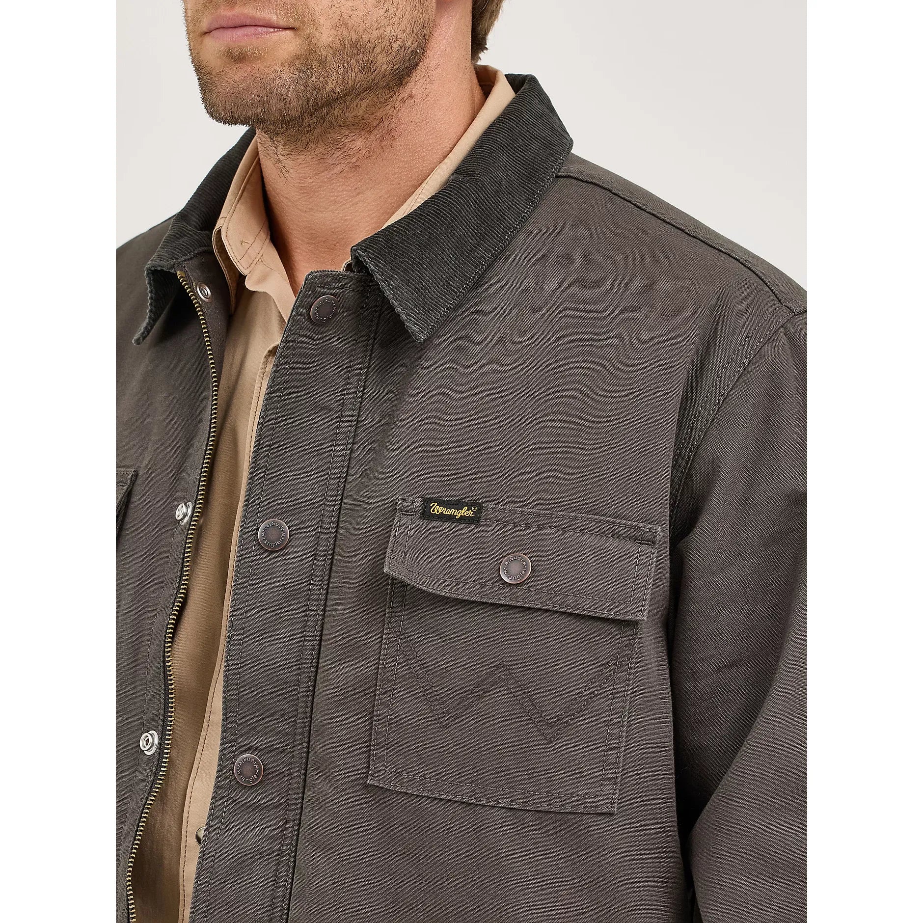 Men's Wrangler Western Lined Zip Front Barn Coat-Raven