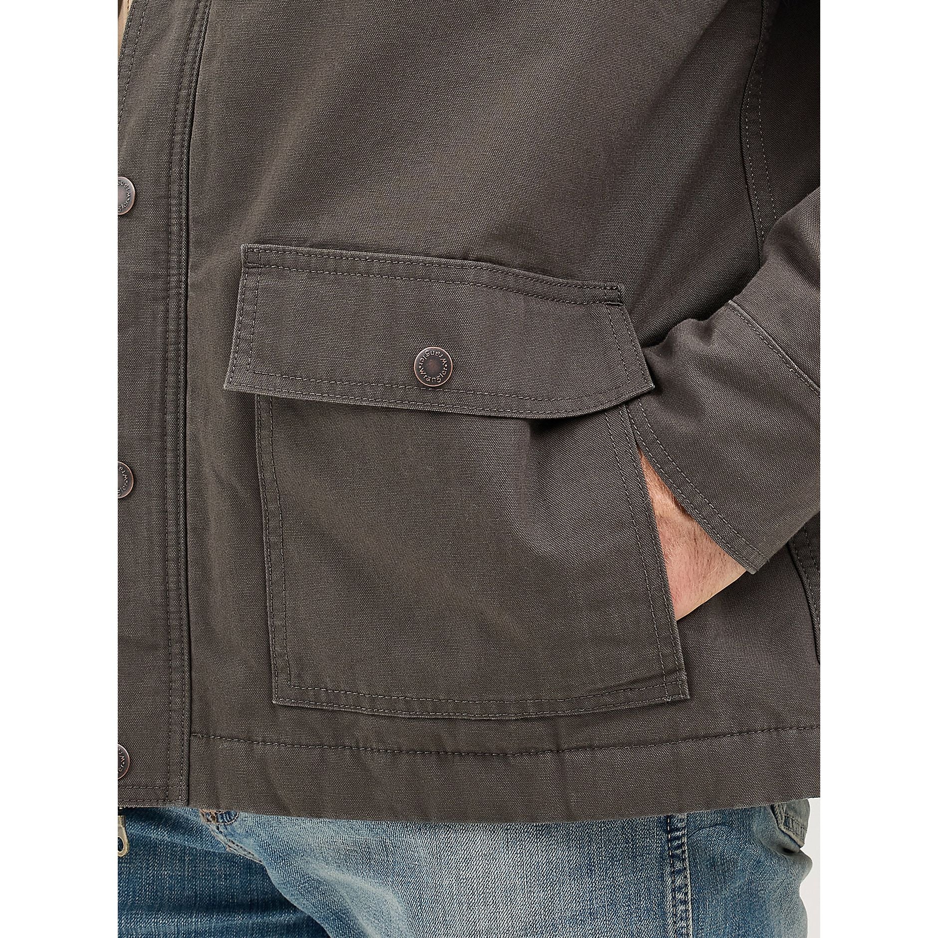 Men's Wrangler Western Lined Zip Front Barn Coat-Raven