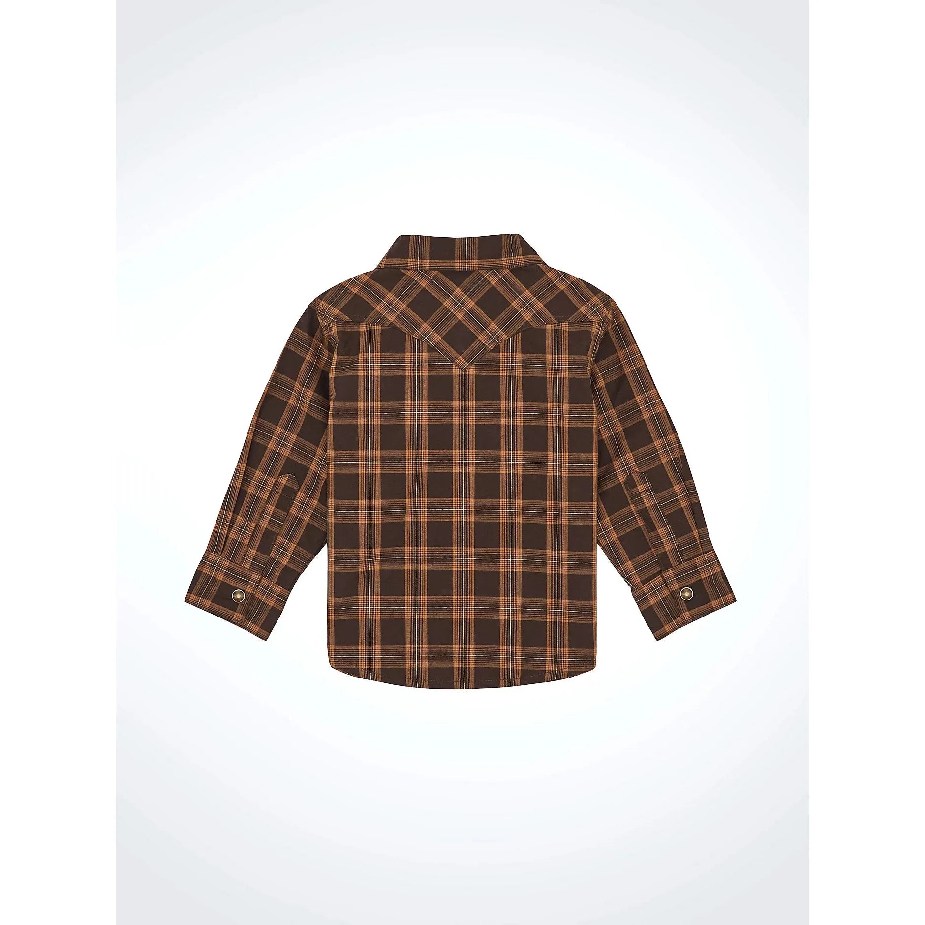 Little Boy's Wrangler Long Sleeve Plaid Western Snap Shirt-Mocha Brown