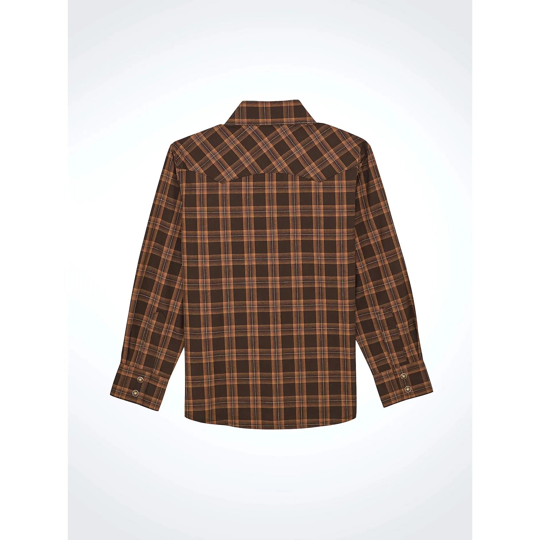Wrangler Boy's Retro® Western Snap Plaid Shirt With Front Sawtooth Pockets-Mocha Brown