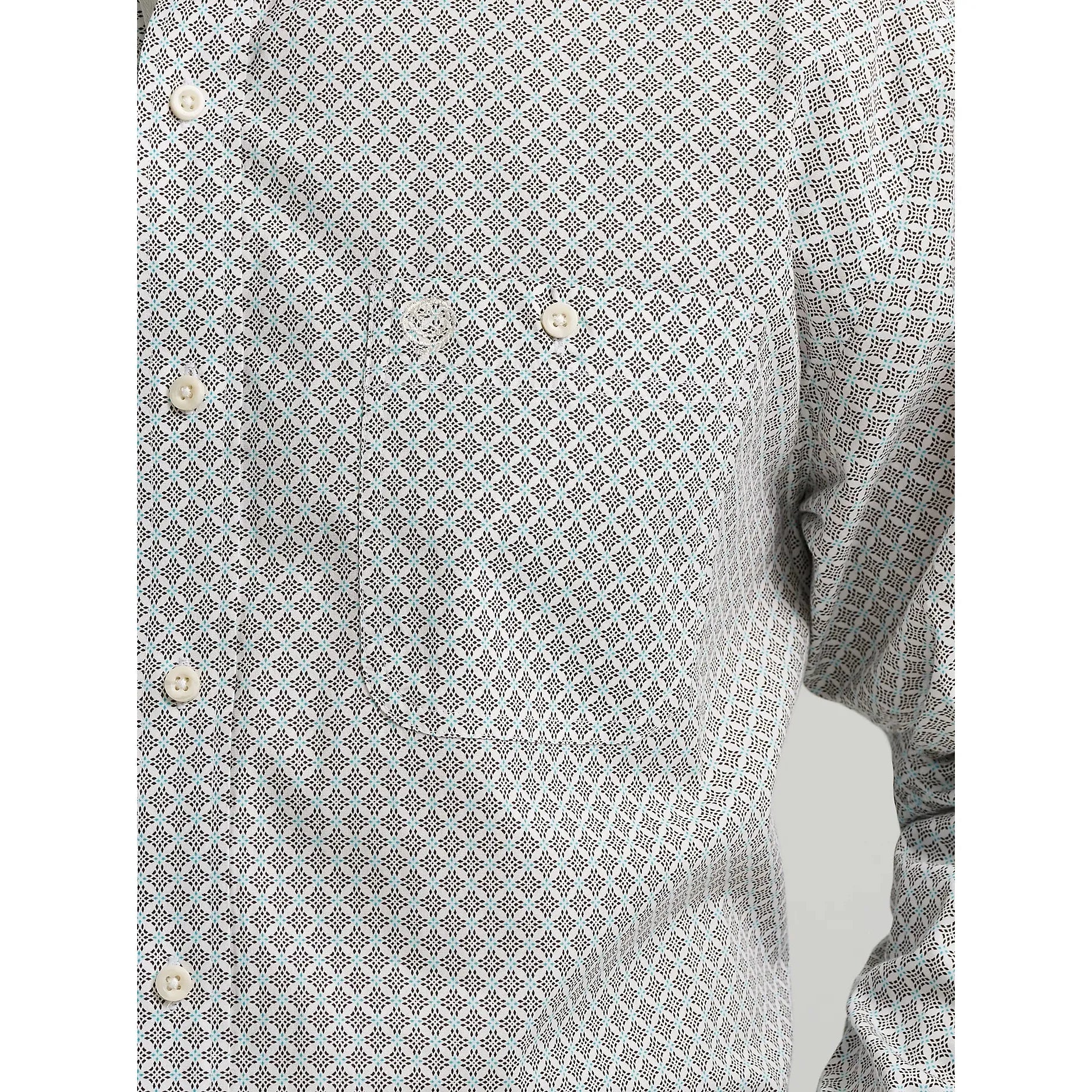 Men's Wrangler® George Strait™ Long Sleeve Button Down One Pocket Shirt in Coffee Net