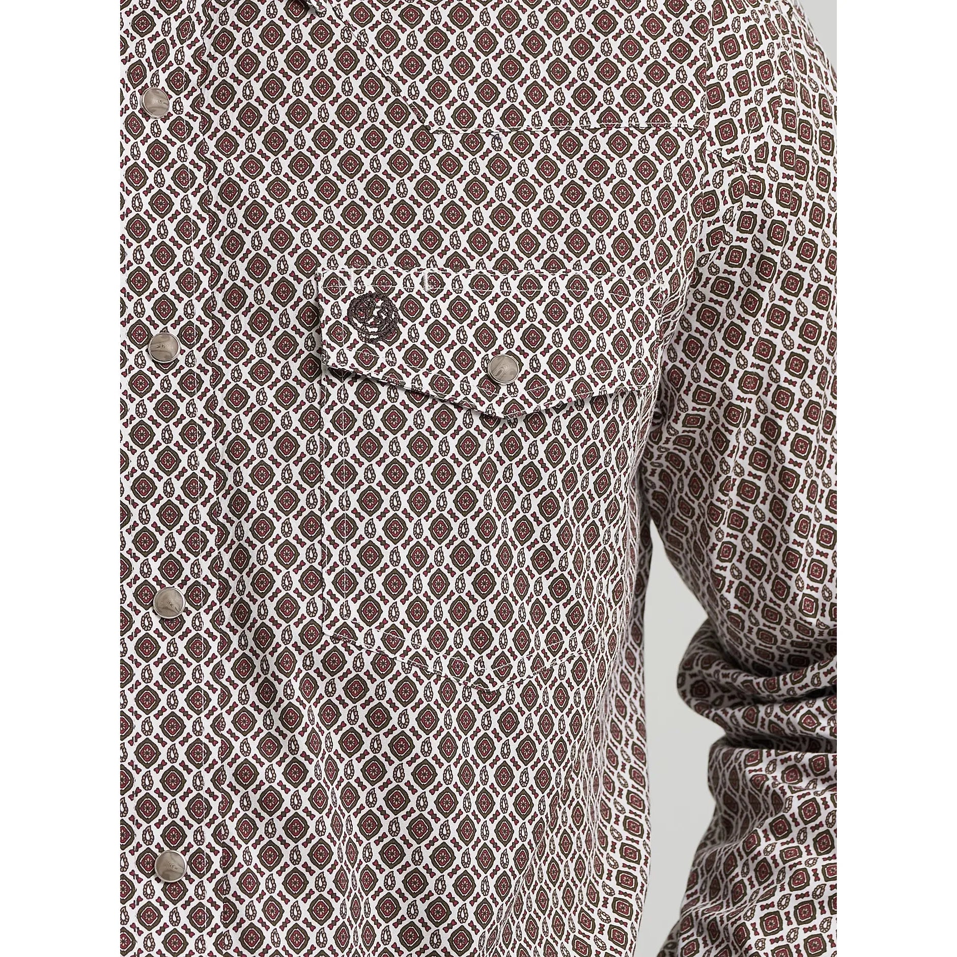 Men's Wrangler® George Strait™ Troubadour Long Sleeve Western Snap Shirt-Coffee Splash