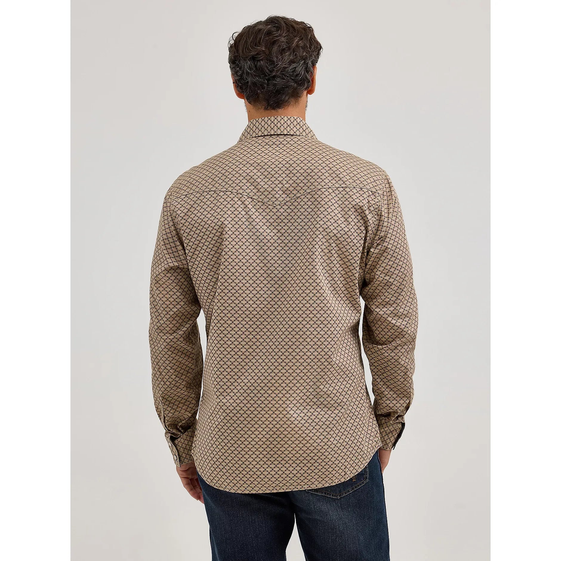 Men's Wrangler Retro® Premium Long Sleeve Western Snap Printed Shirt-Scale Brown