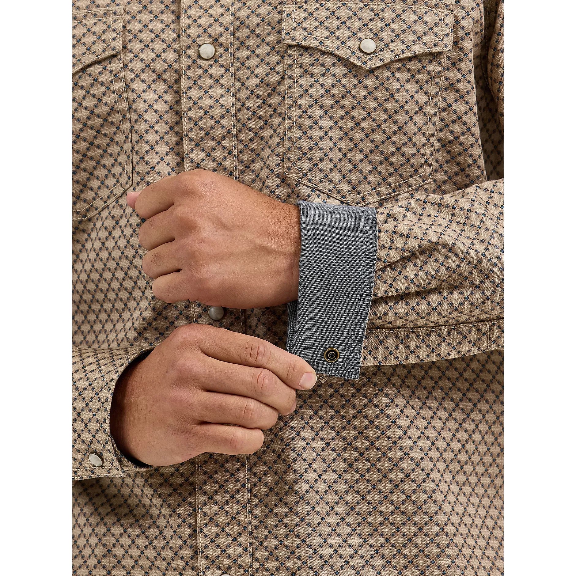 Men's Wrangler Retro® Premium Long Sleeve Western Snap Printed Shirt-Scale Brown