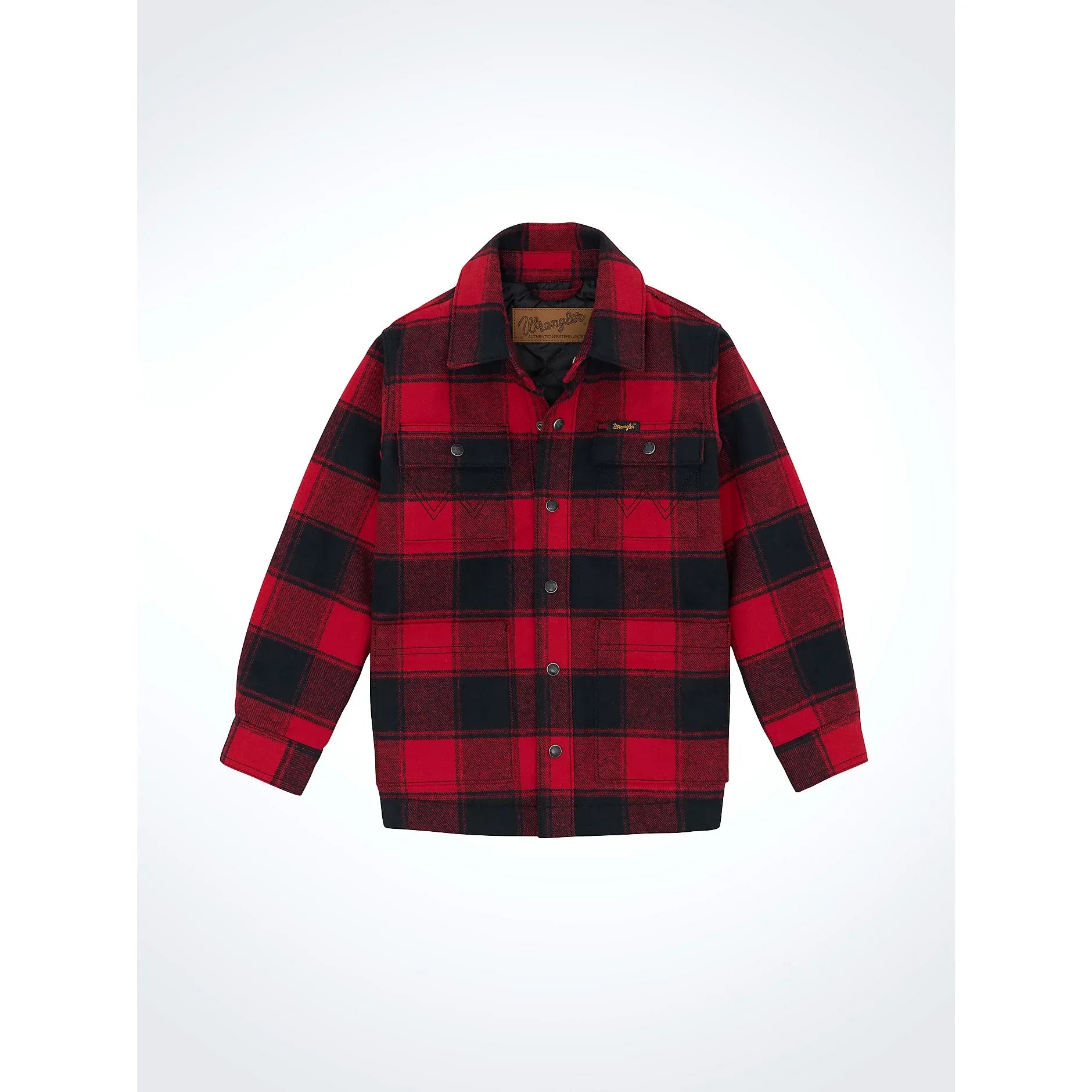 Boy's Wrangler Quilt Lined Flannel Shirt Jacket-Red Buffalo