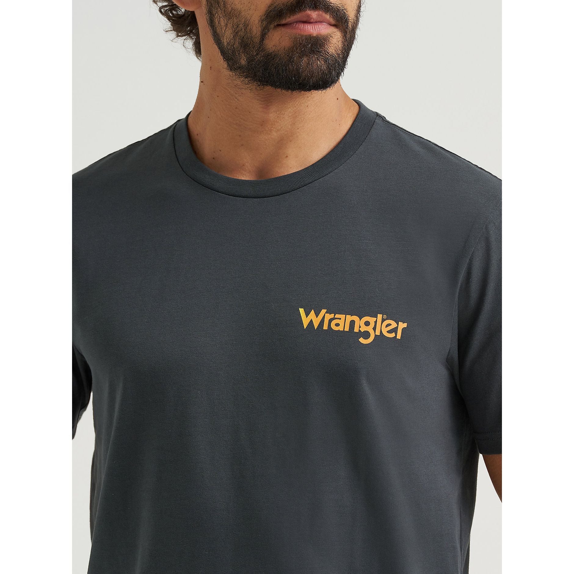 Men's Wrangler Bucking Cowboy Back Graphic T-shirt-Washed Black