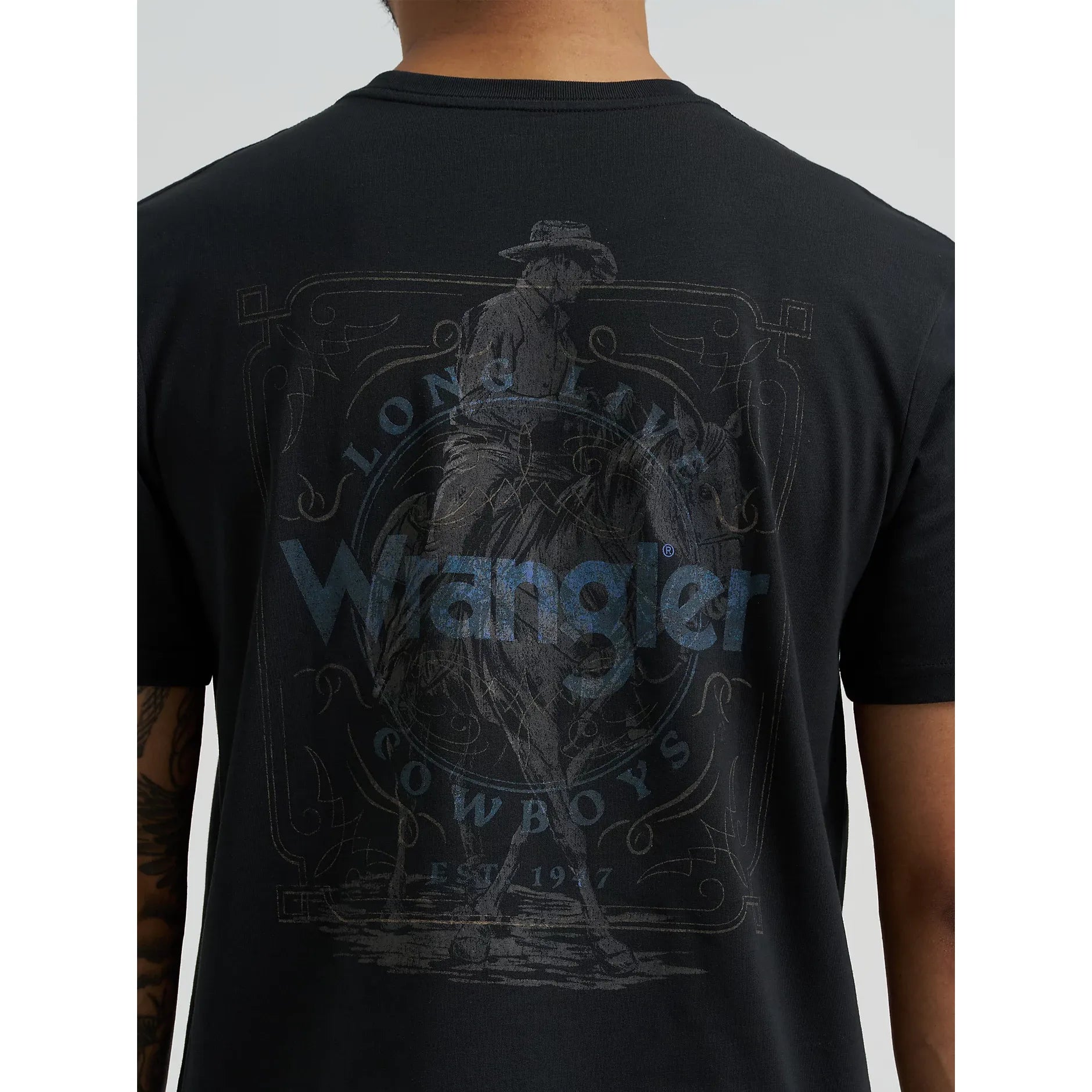 Men's Wrangler Cowboy Back Graphic T-shirt-Jet Black