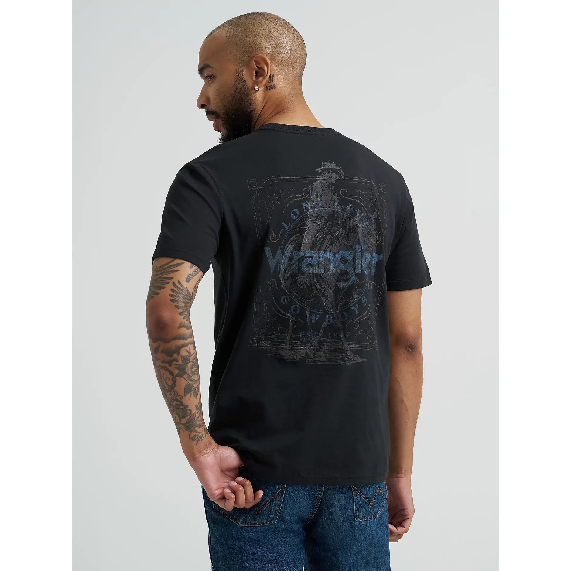 Men's Wrangler Cowboy Back Graphic T-shirt-Jet Black