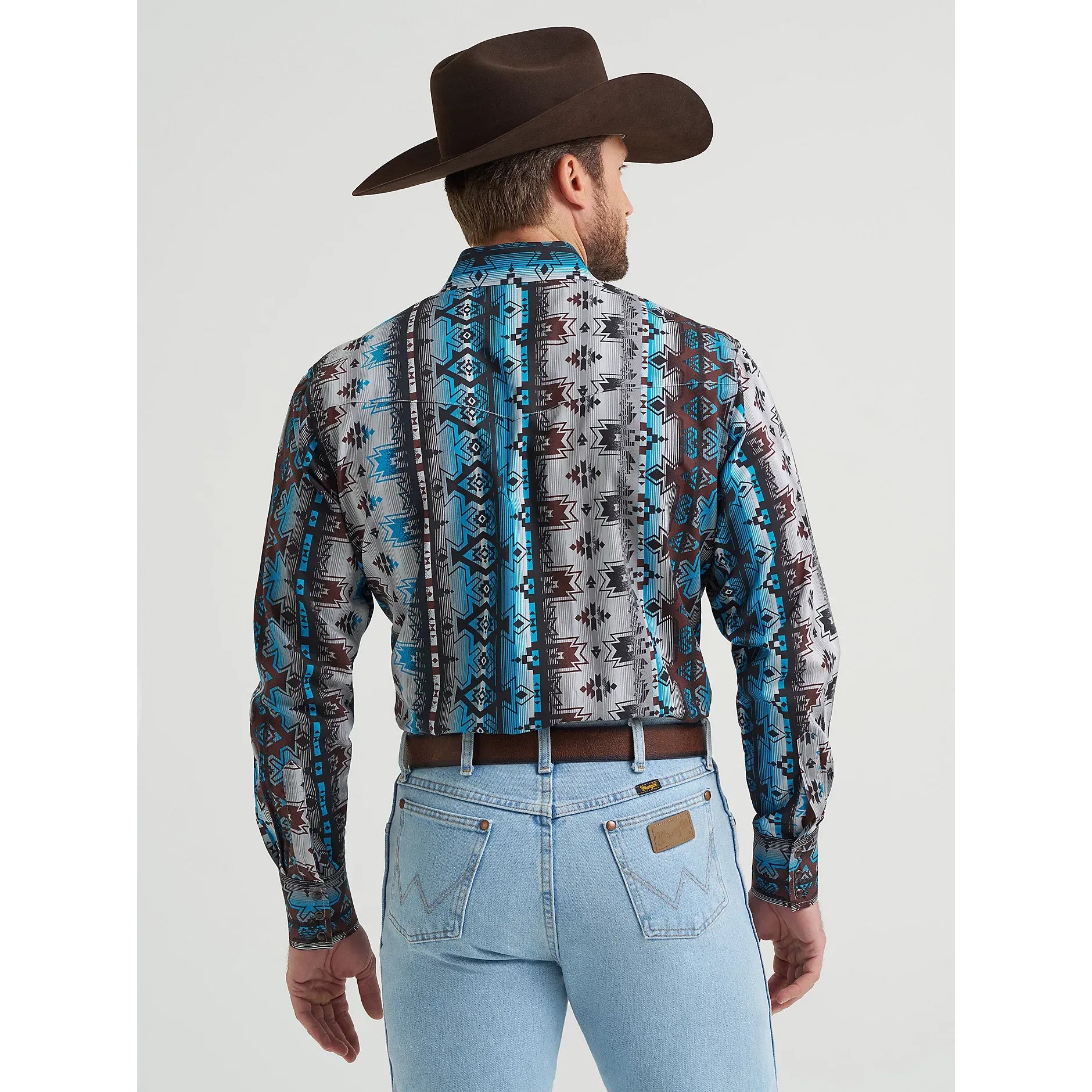 Men's Wrangler Checotah® Long Sleeve Western Snap Printed Shirt-Cloudy Burgundy