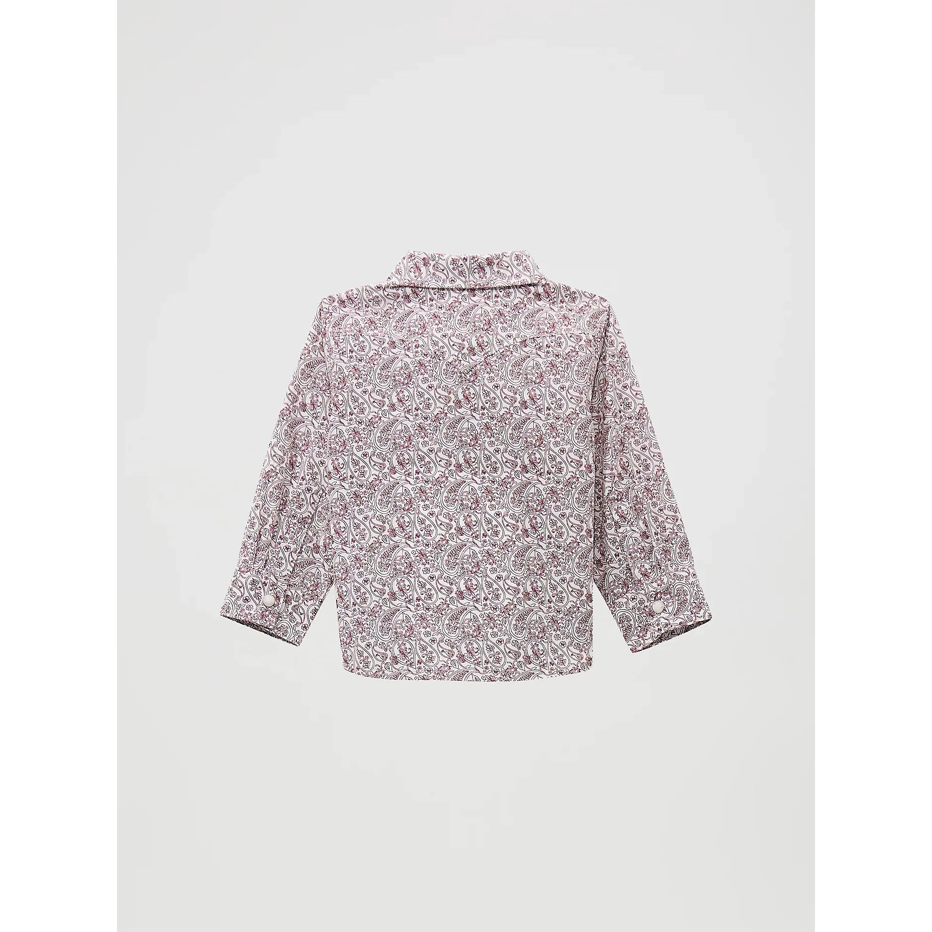 Little Boy's Wrangler Long Sleeve Print Western Snap Shirt-Burgandy Paisley