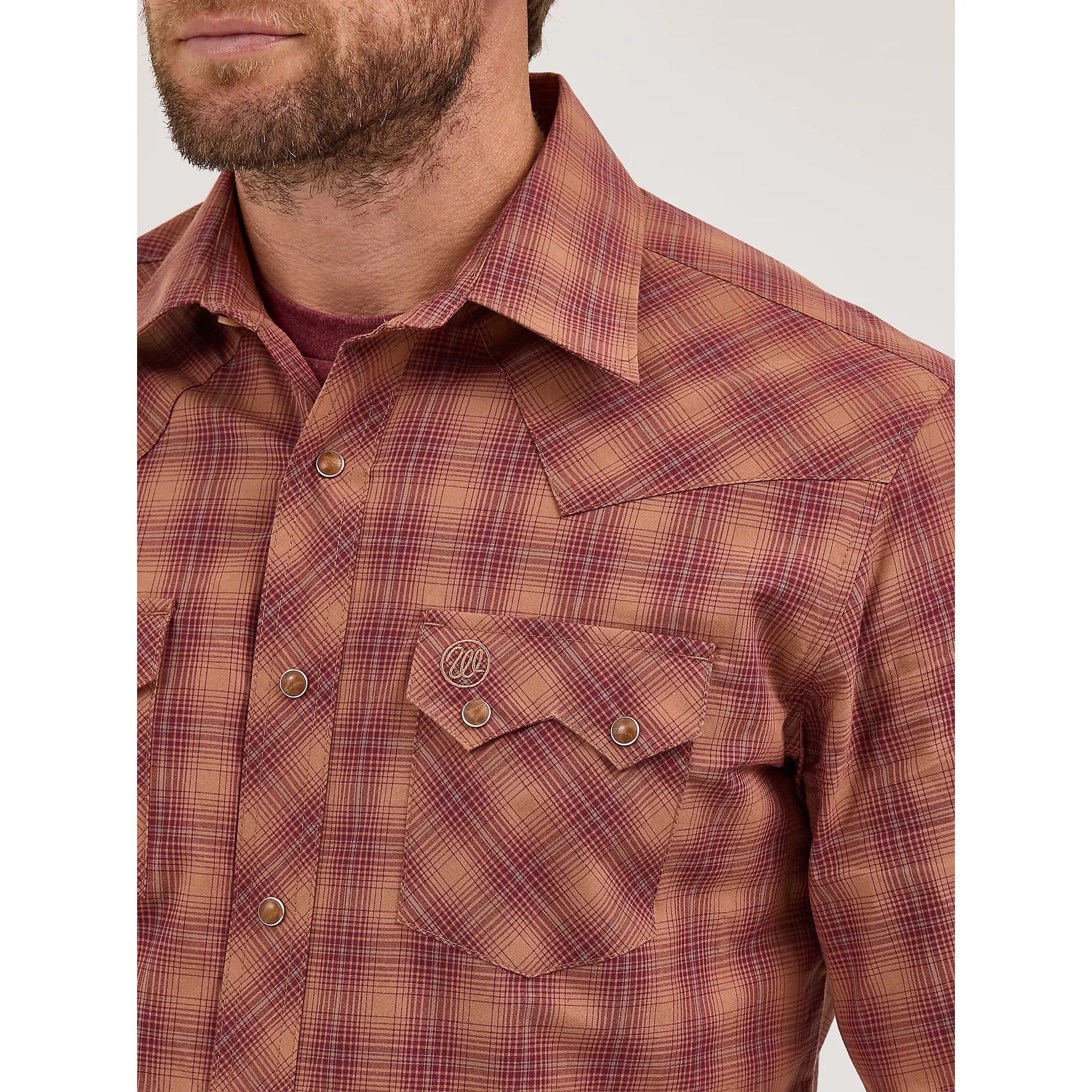 Men's Wrangler Retro® Long Sleeve Sawtooth Snap Pocket Western Shirt-Harvest Plaid