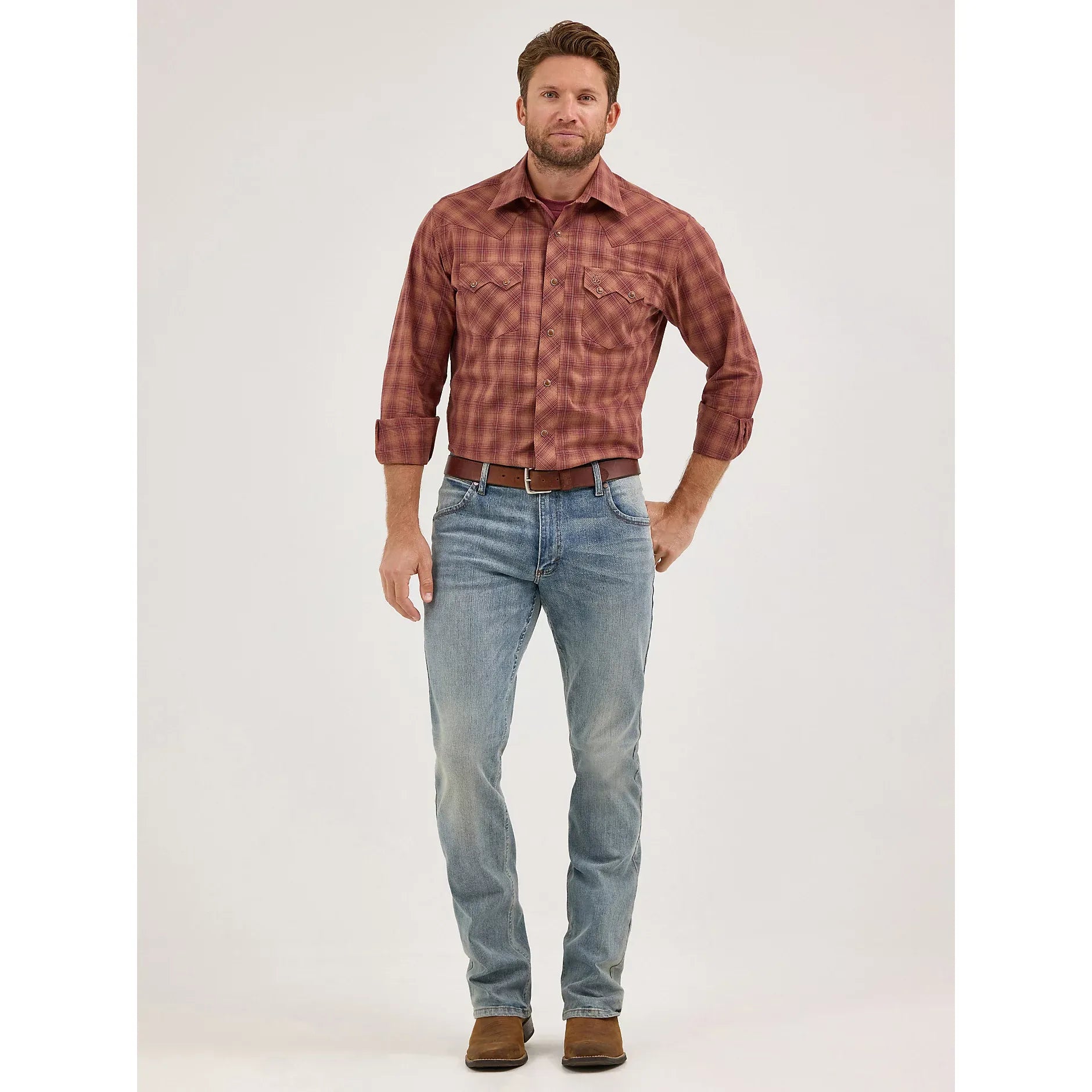 Men's Wrangler Retro® Long Sleeve Sawtooth Snap Pocket Western Shirt-Harvest Plaid