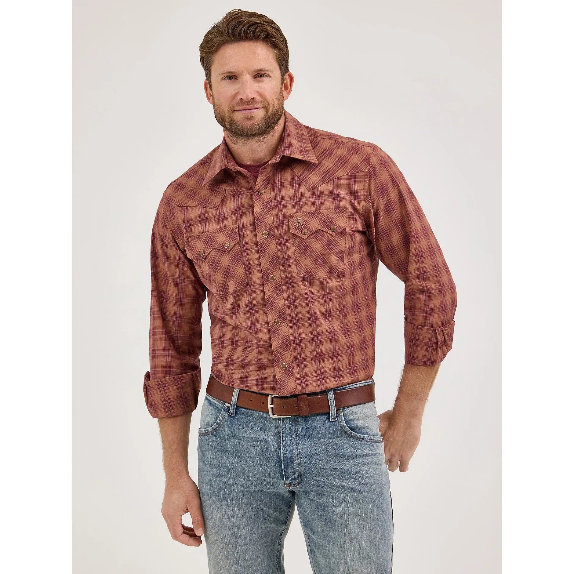 Men's Wrangler Retro® Long Sleeve Sawtooth Snap Pocket Western Shirt-Harvest Plaid