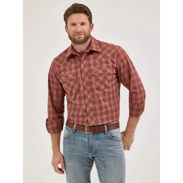 Men's Wrangler Retro® Long Sleeve Sawtooth Snap Pocket Western Shirt-Harvest Plaid