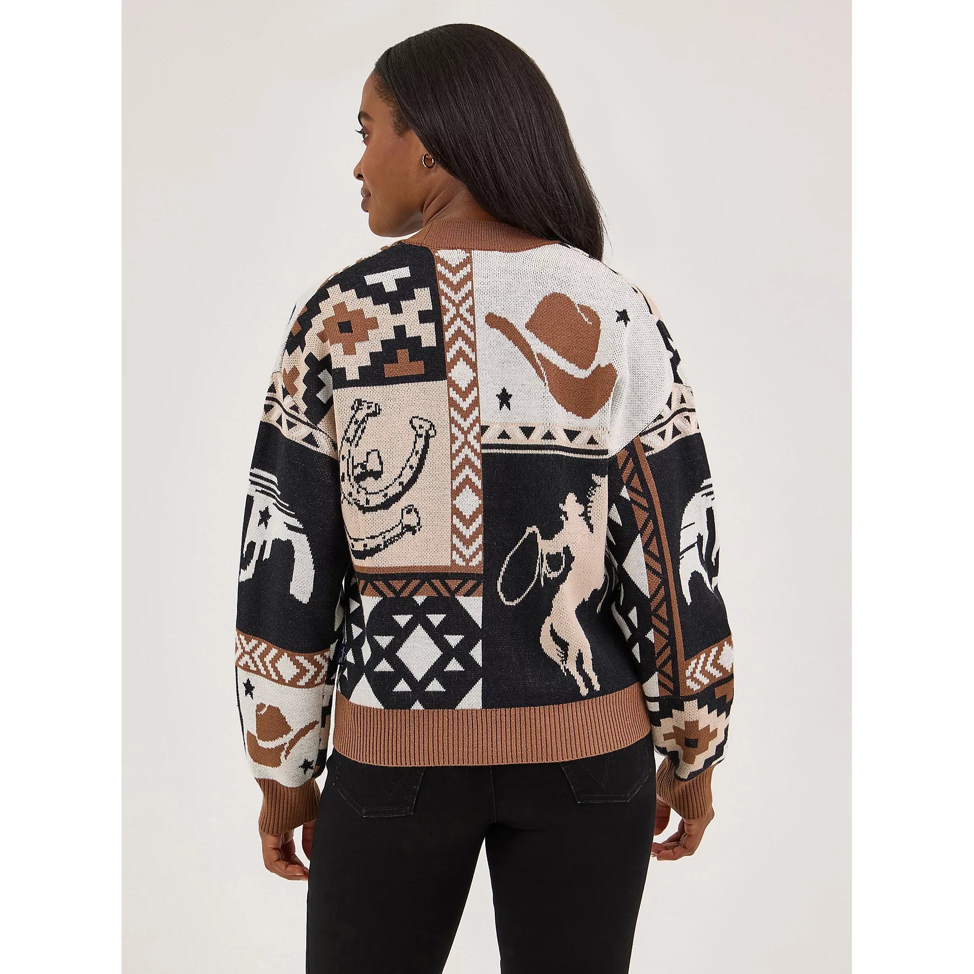 Women's Wrangler Cropped Cardigan Sweater-Brown