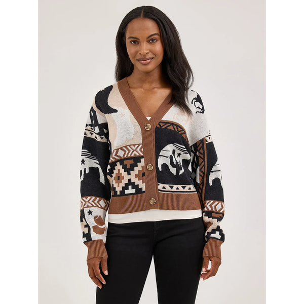 Women's Wrangler Cropped Cardigan Sweater-Brown