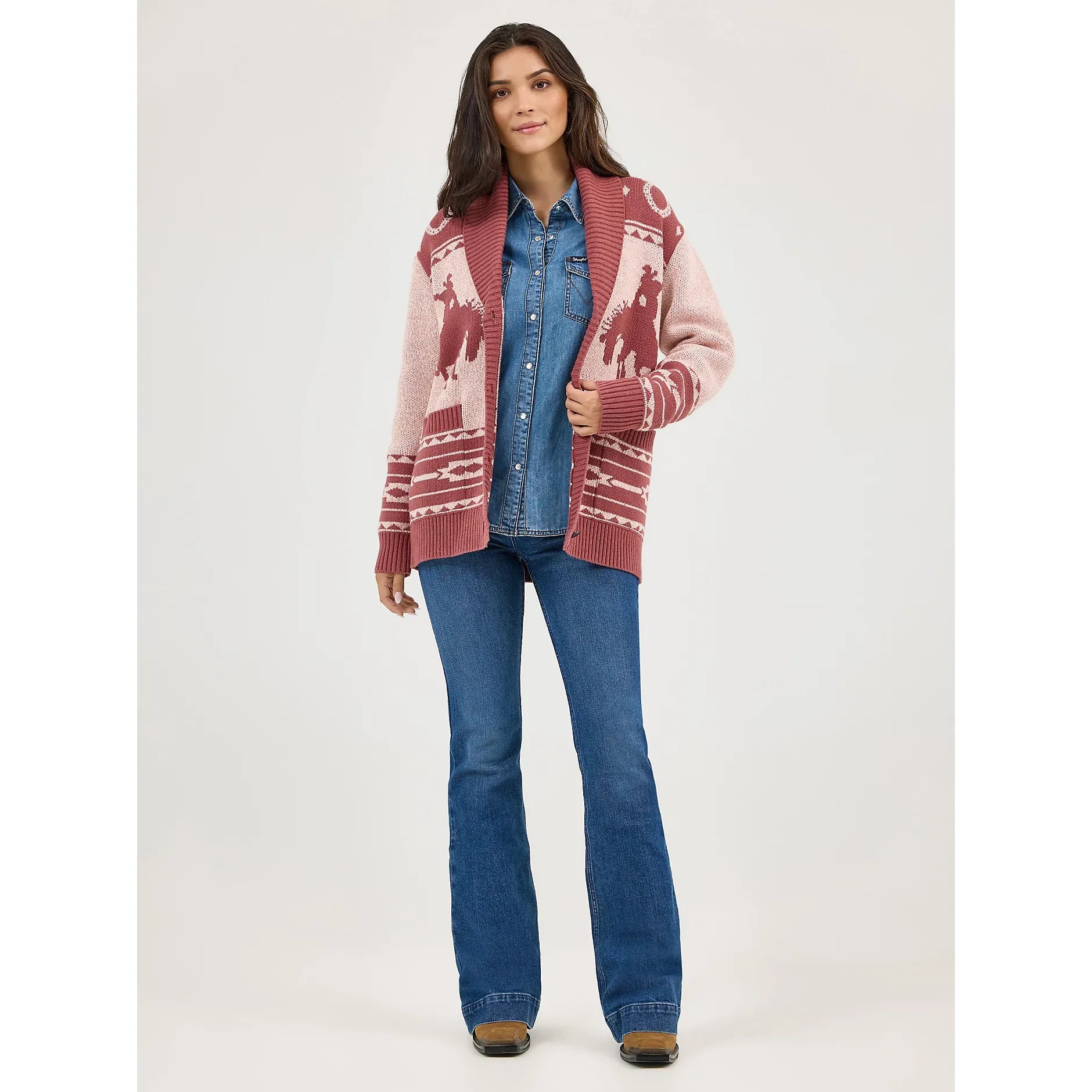 Women's Wrangler Retro® Western Cardigan-Pink