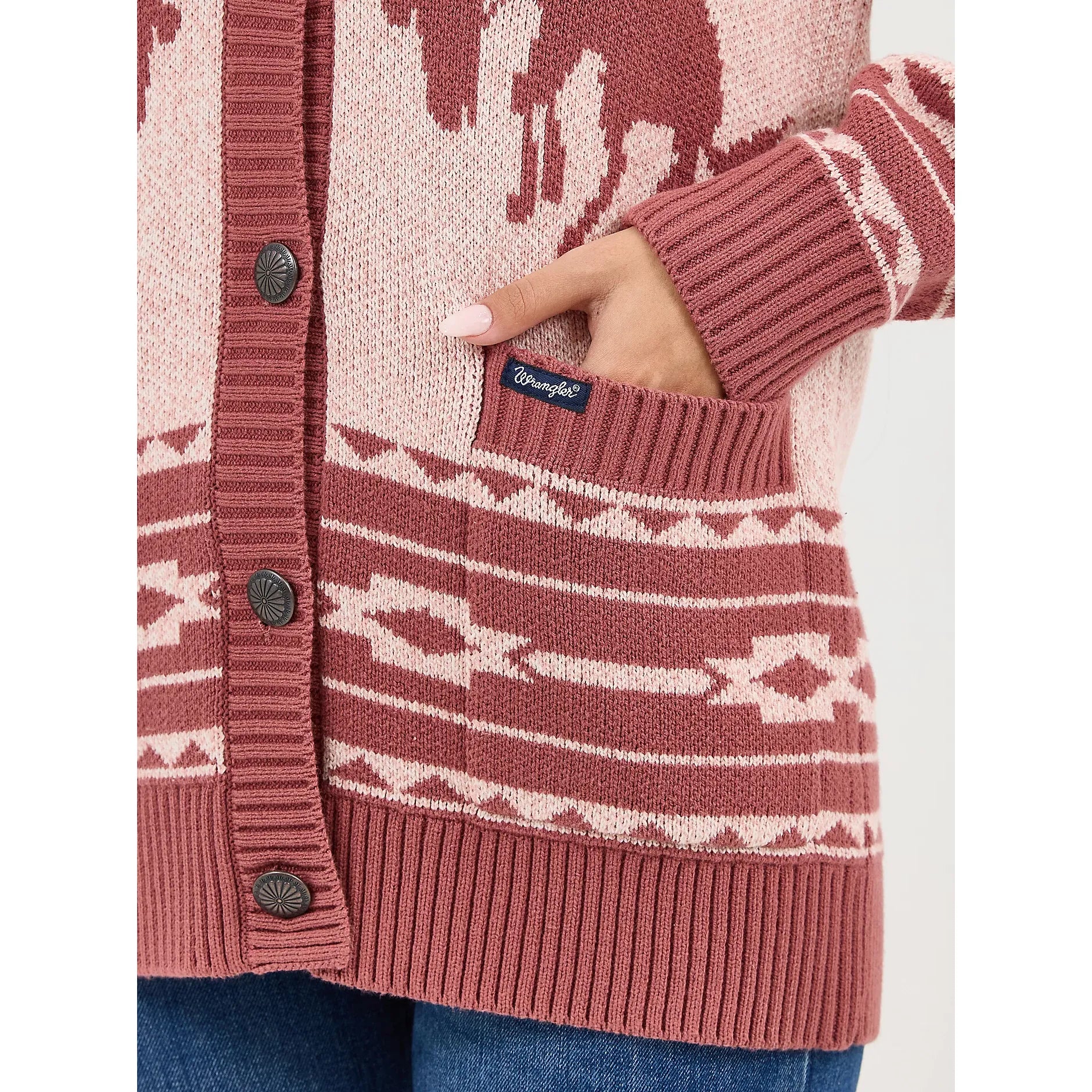 Women's Wrangler Retro® Western Cardigan-Pink