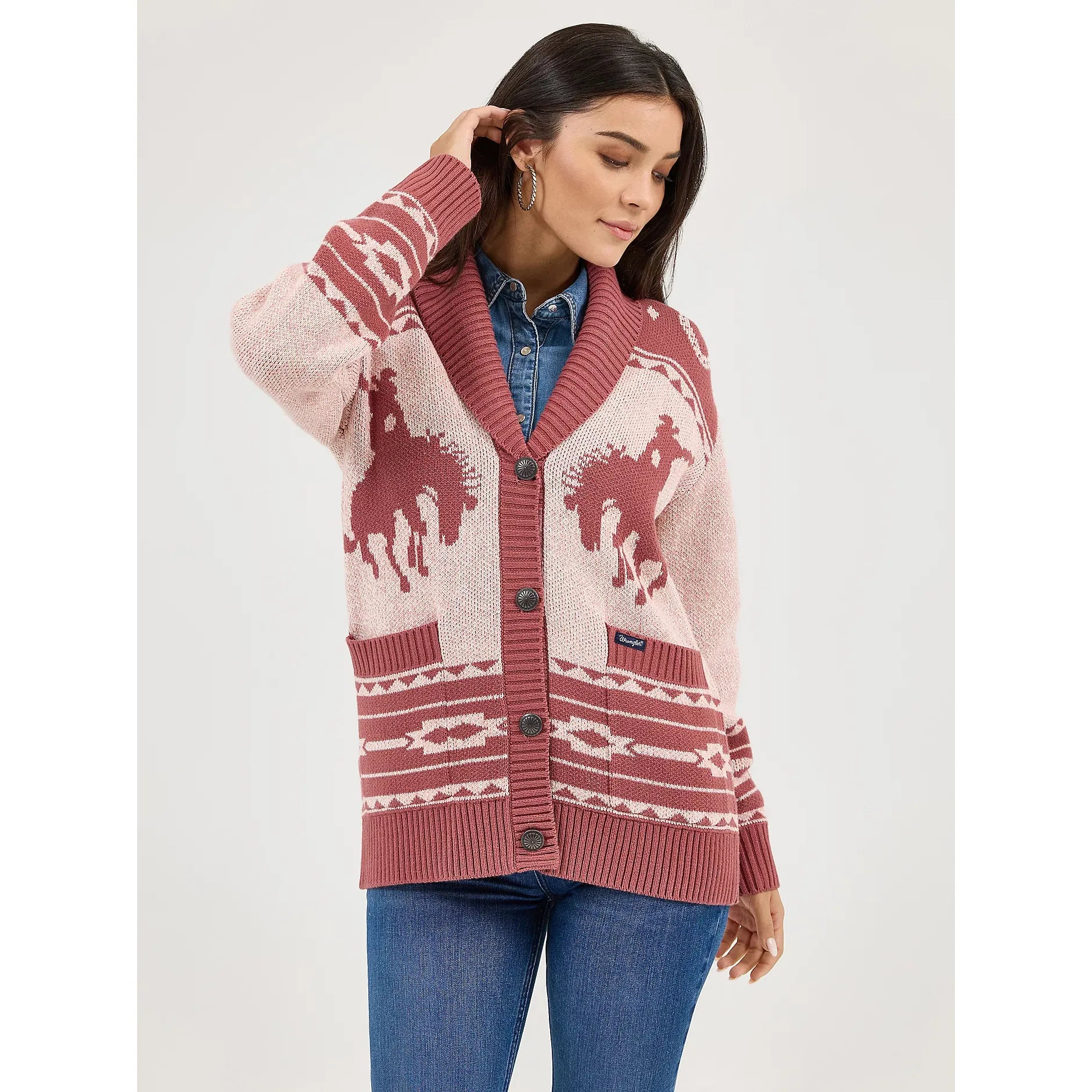 Women's Wrangler Retro® Western Cardigan-Pink