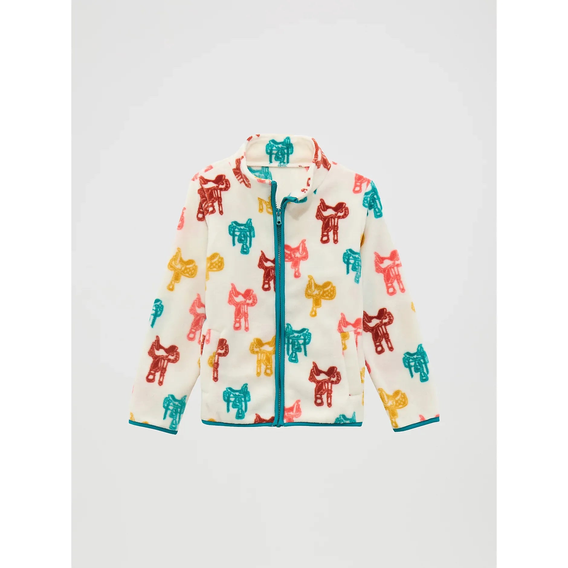 Wrangler Girl's Western Full Zip Fleece Jacket-Saddle White