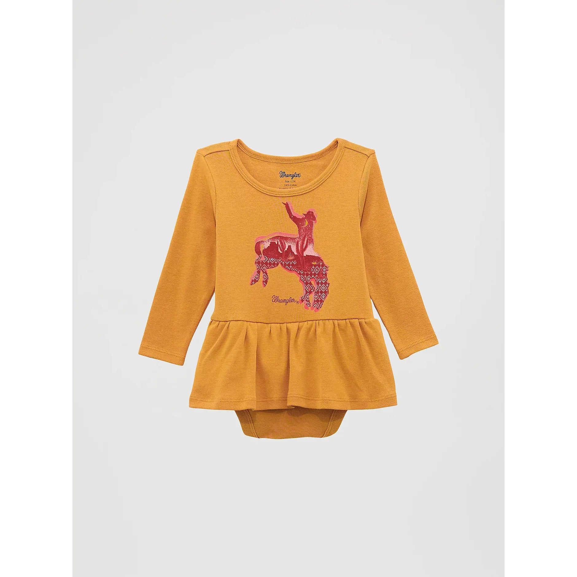 Wrangler Baby Girl's Horse Graphic Skirted Bodyshirt-Mustard