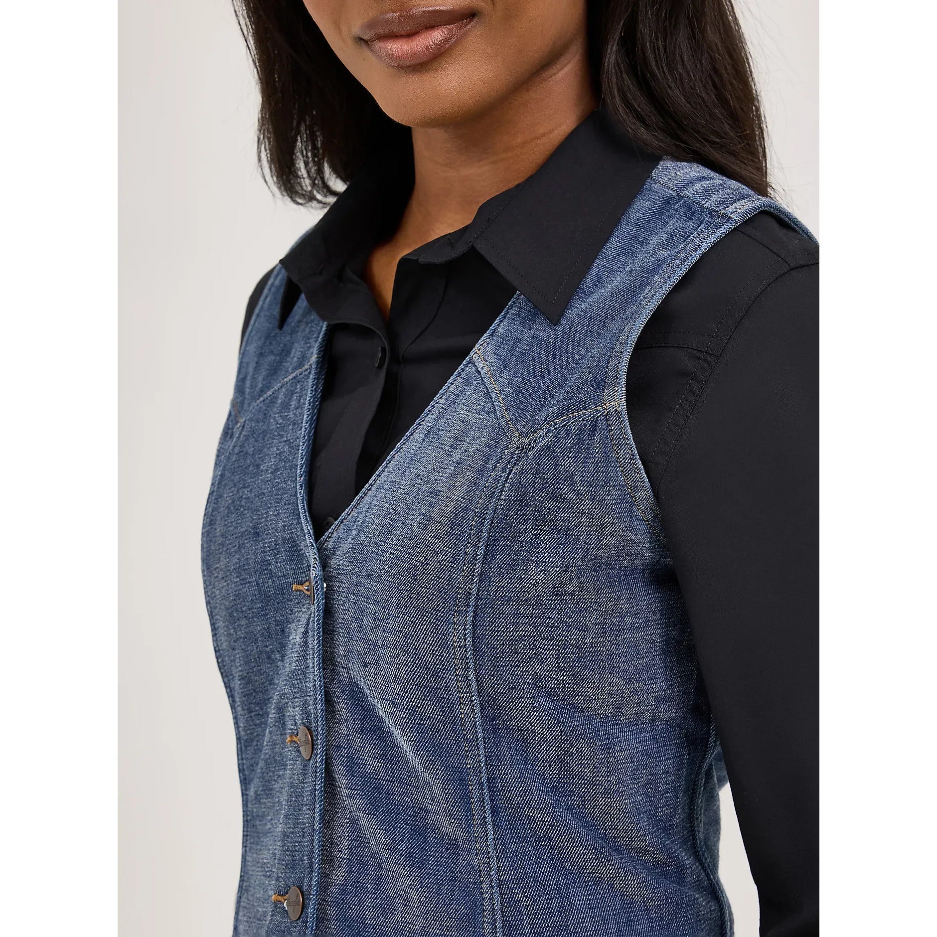 Women's Wrangler Airy Denim Vest-Blue