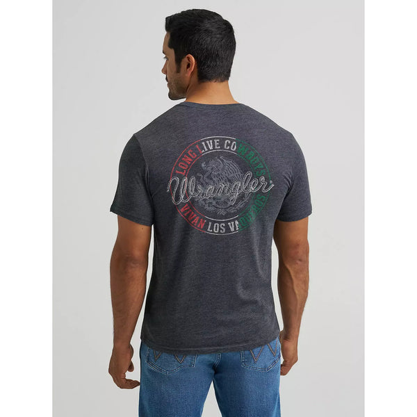 Men's Wrangler Vivan Los Vaqueros Back Graphic T-Shirt-Jet Black Heather
