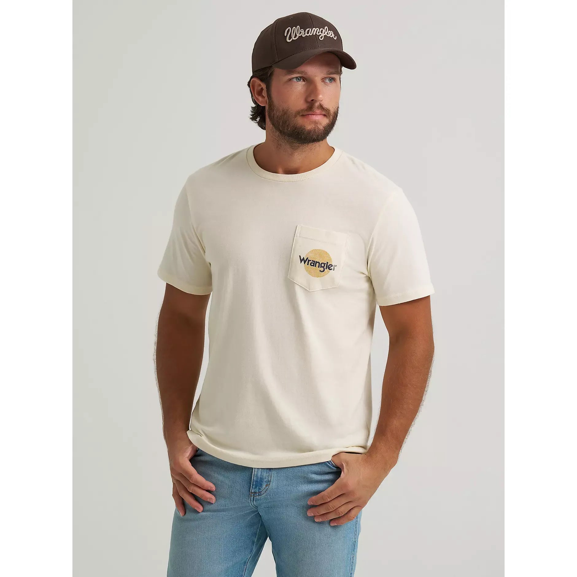 Men's Wrangler Tougher Than Nails Back Graphic T-Shirt-Antique White - CWesternwear