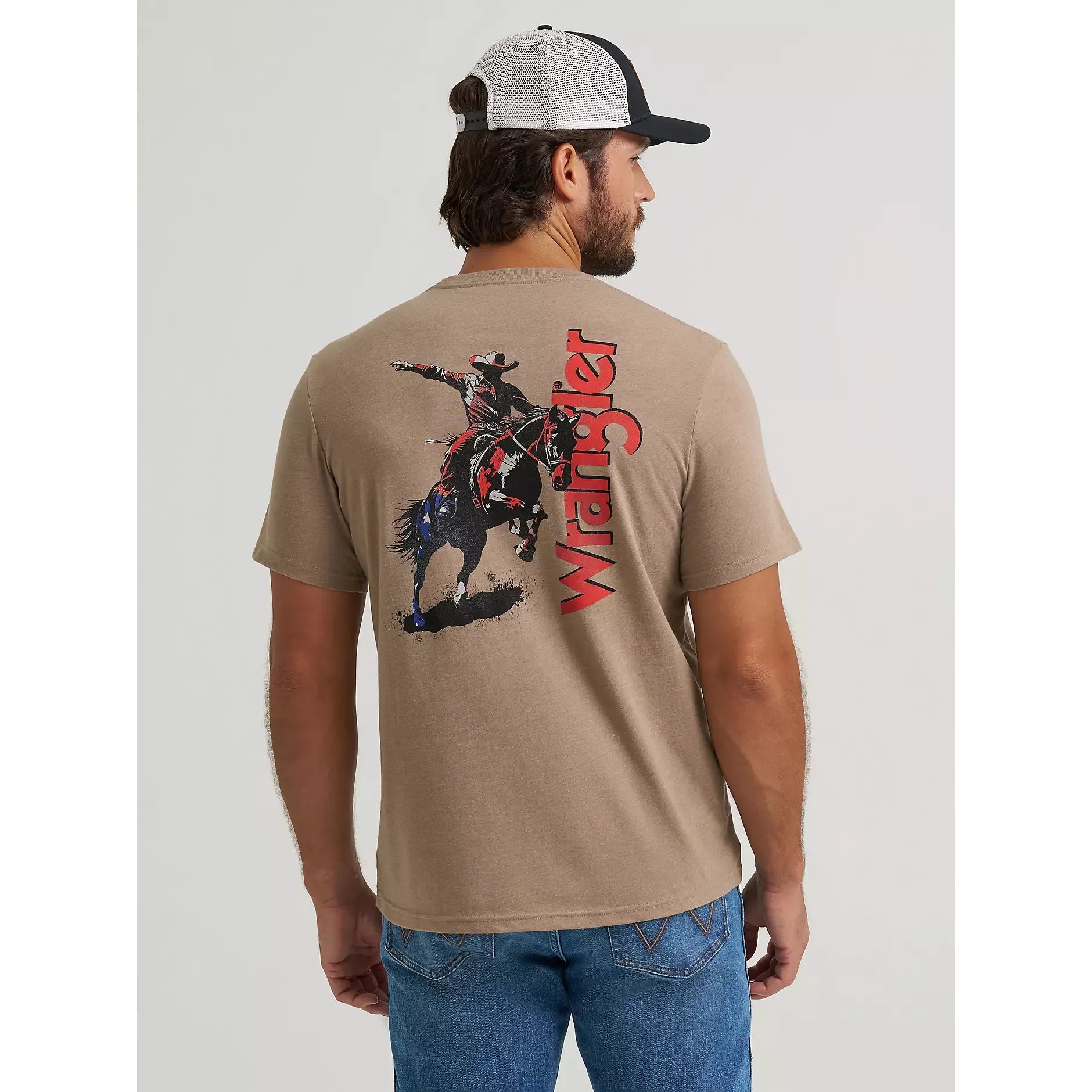 Men's Wrangler Star Spangled Rodeo Back Graphic T-Shirt-Desert Taupe Heather