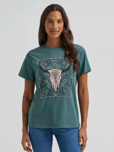 Women's Wrangler Steerhead Graphic Regular Fit Tee-Silver Pine