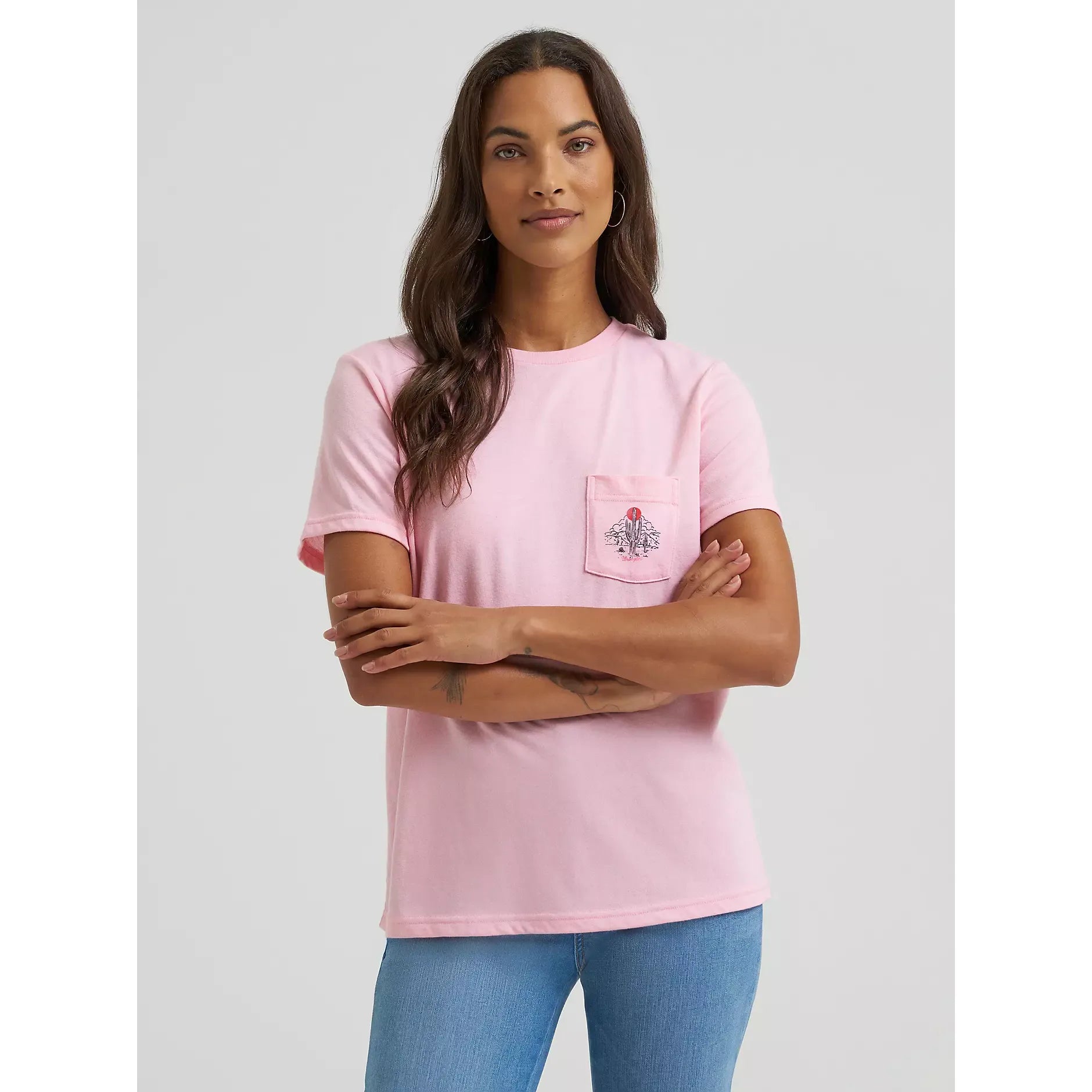 Women's Wrangler Climb in the Saddle Pocket Tee-Romance Rose