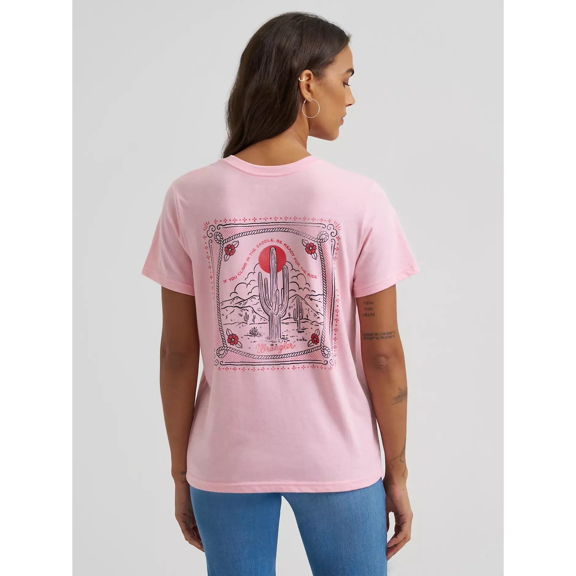 Women's Wrangler Climb in the Saddle Pocket Tee-Romance Rose